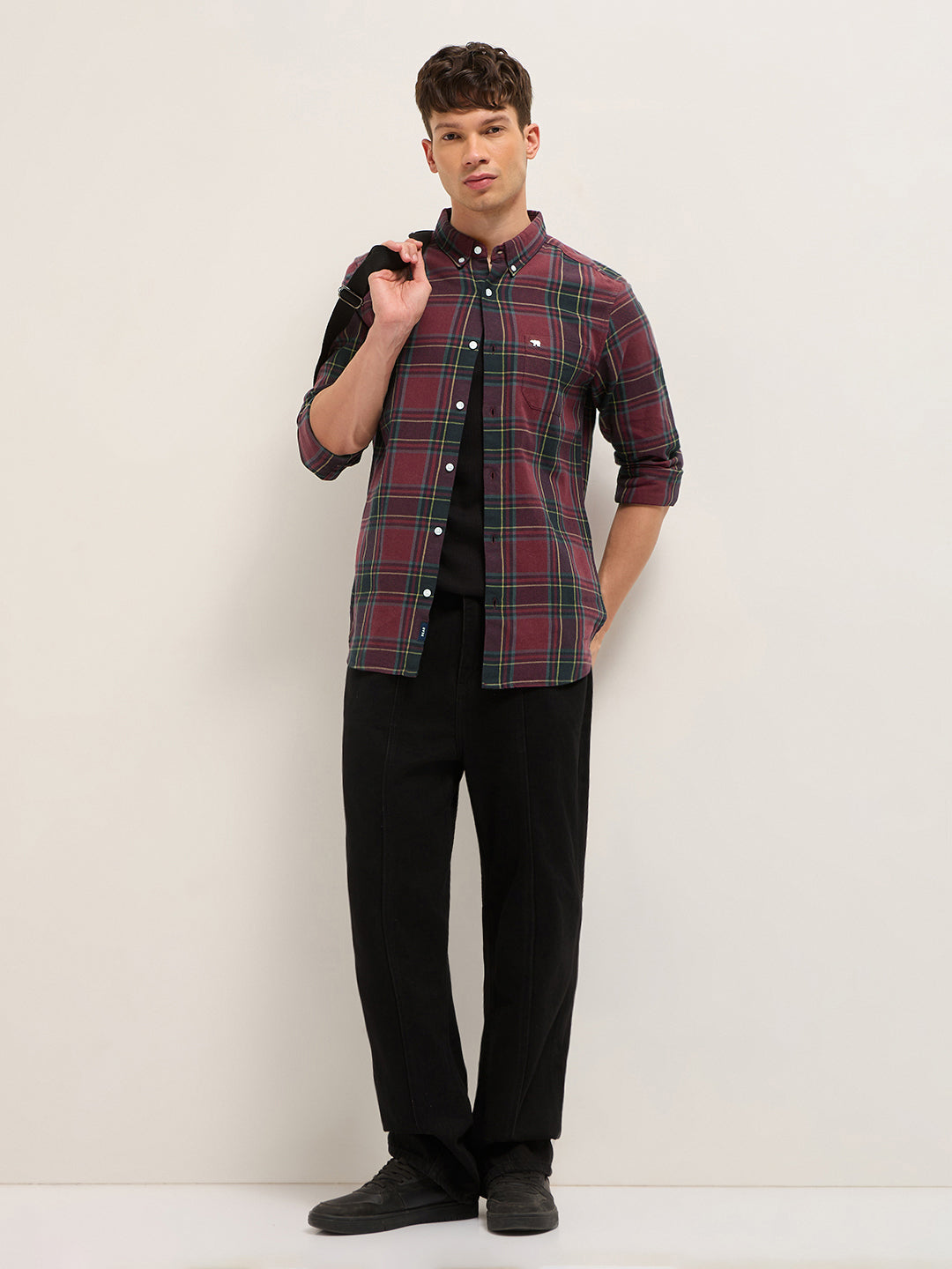 Multicolor Woven Checked Slim Fit Casual Shirt