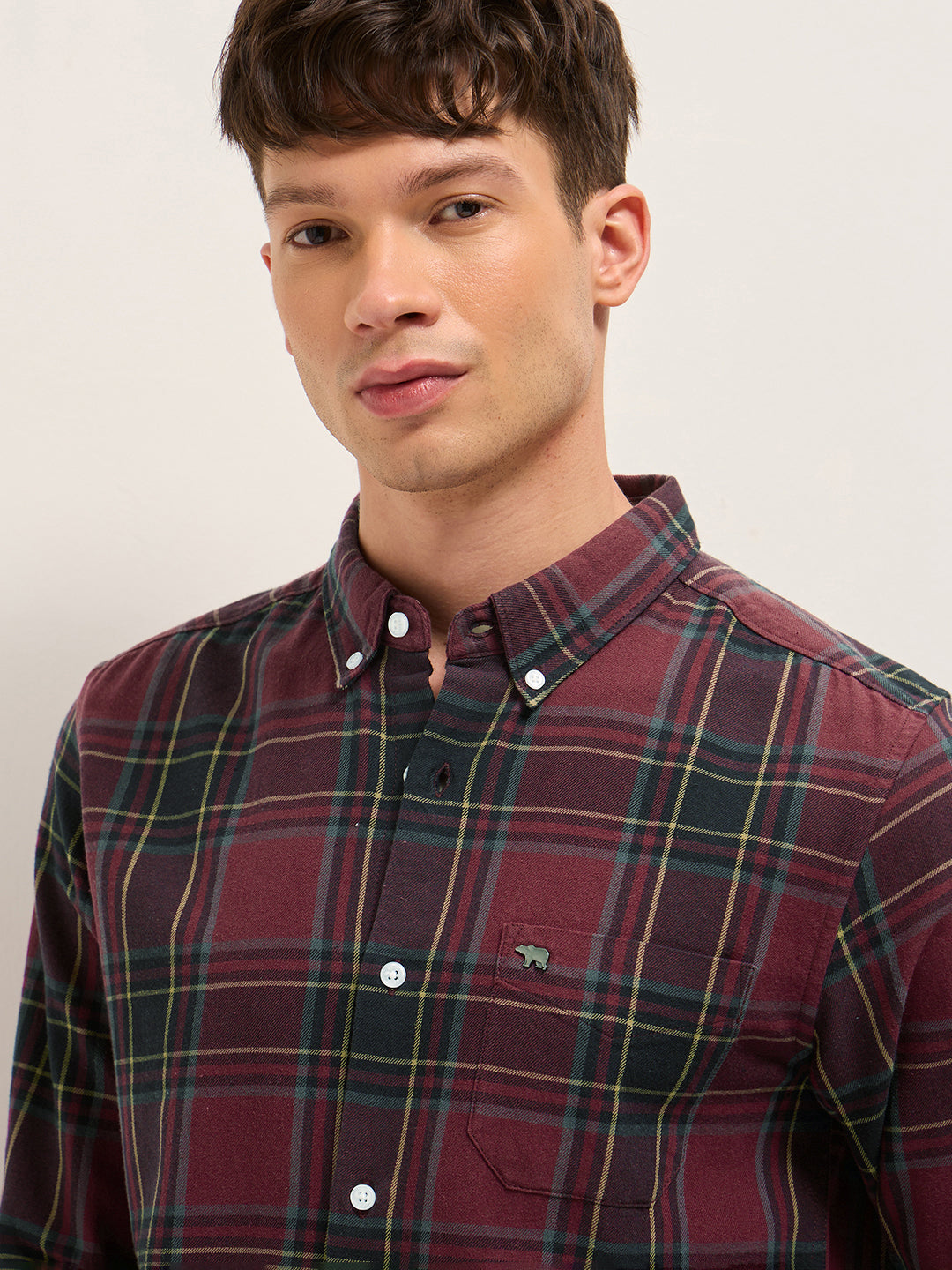 Multicolor Woven Checked Slim Fit Casual Shirt