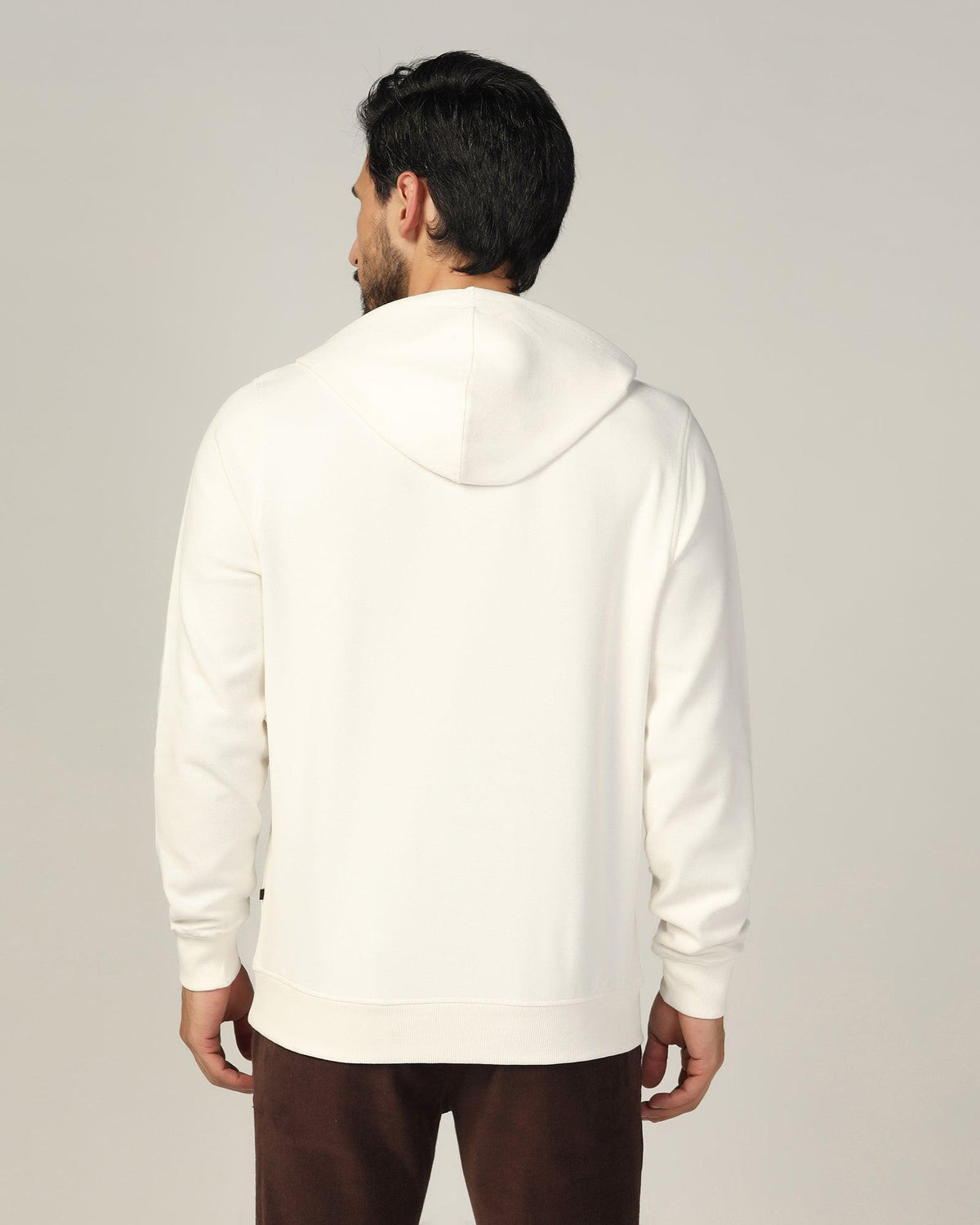 Hoodie Off White Solid Sweatshirt - Feb