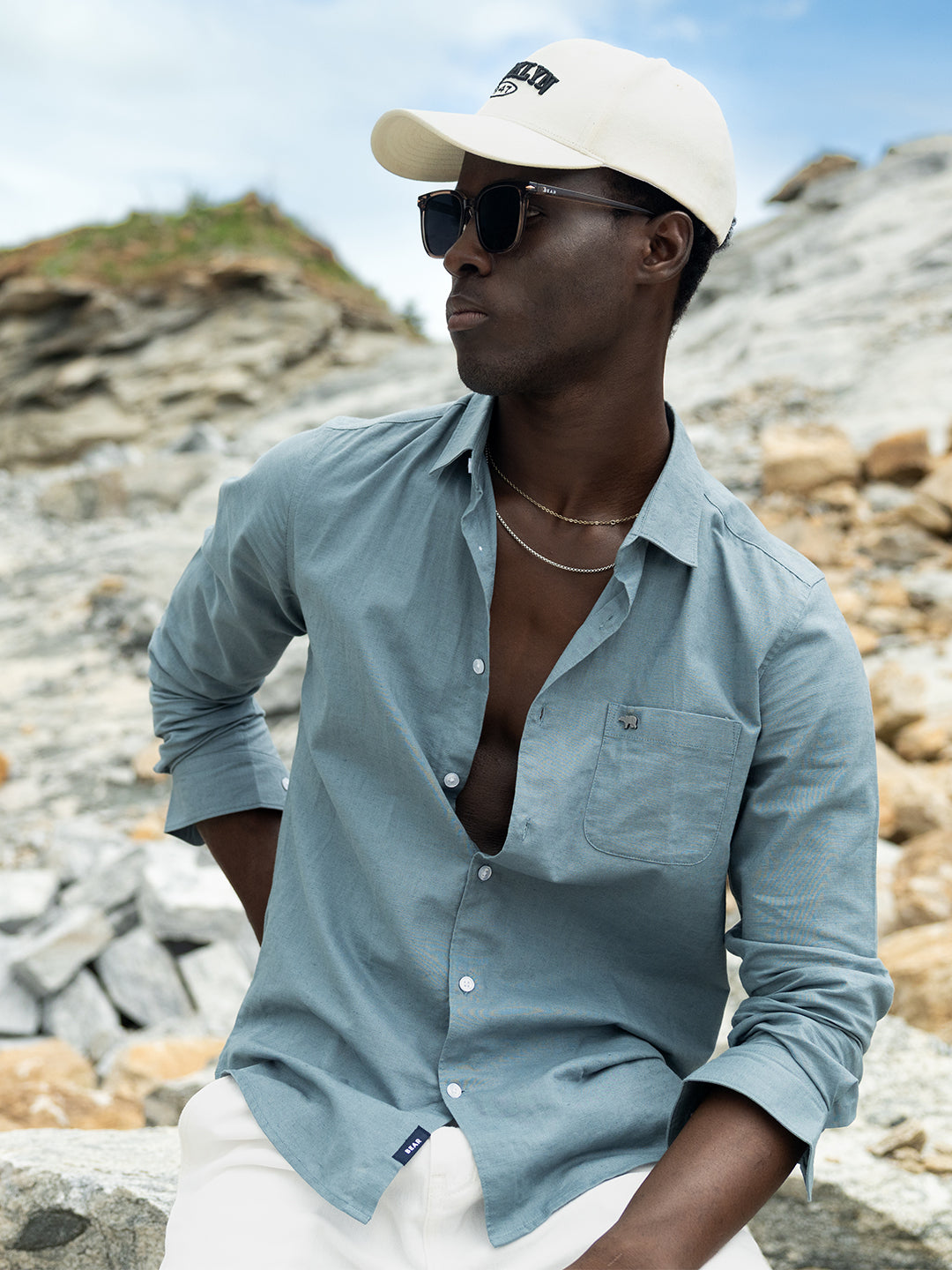Teal Blue Cotton Linen Slim Fit Solid Casual Shirt