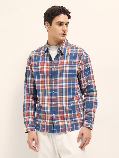 Blue Cotton Relaxed Shirt