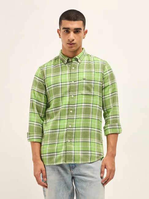 Green Cotton Check Shirt
