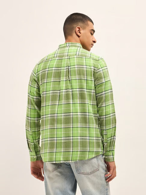 Green Cotton Check Shirt