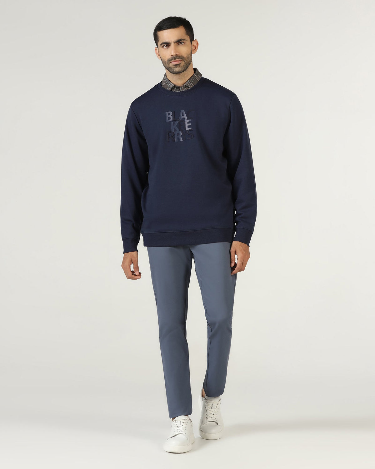 Navy Crew Neck Solid Sweatshirt - Deck