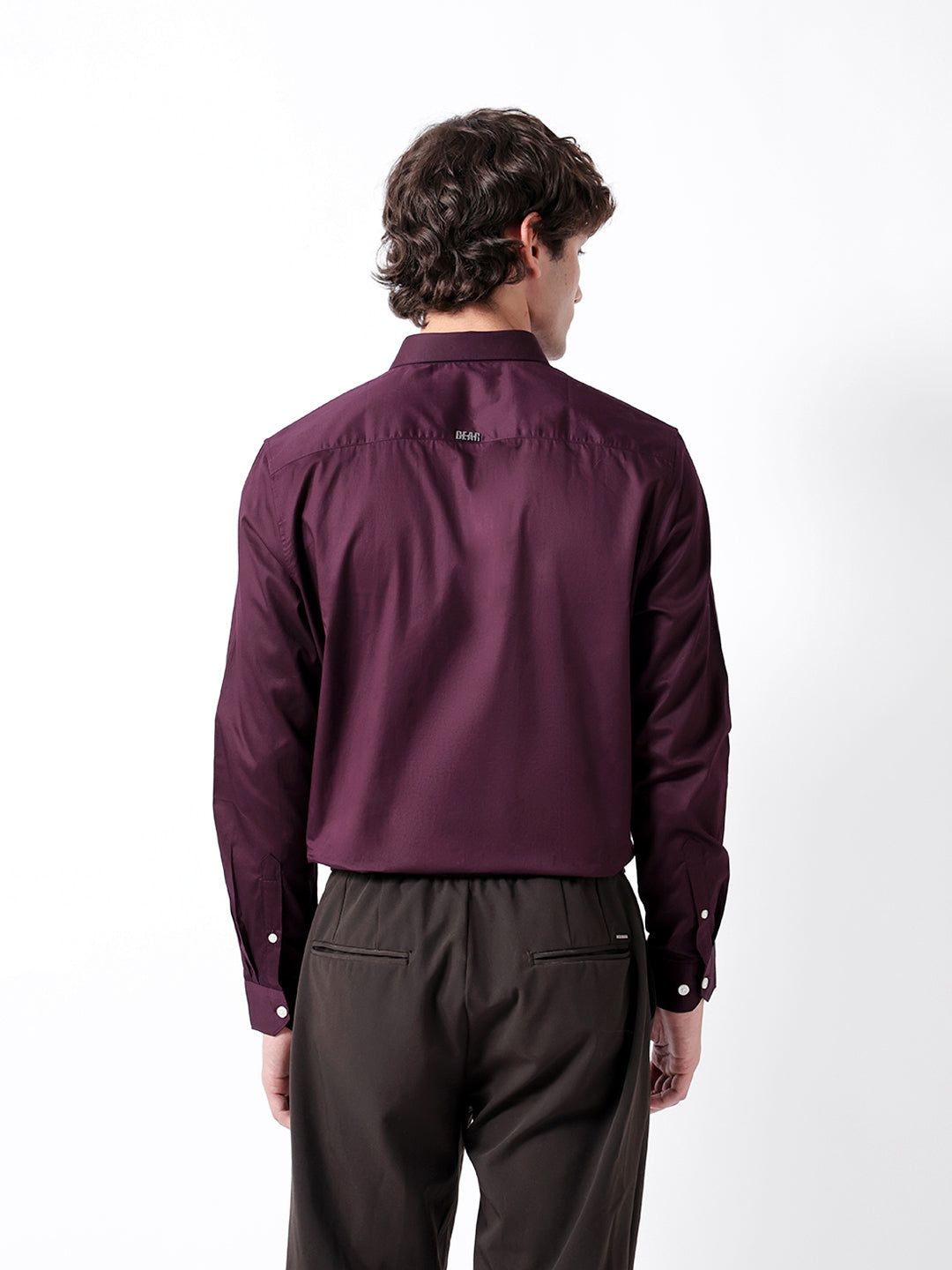 Maroon Solid Tailored Fit Formal Shirt