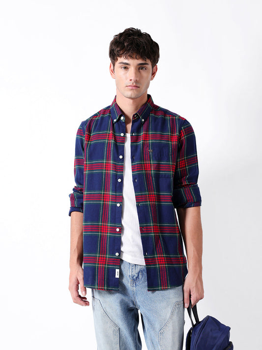 Multicolor Flannel Check Slim Fit Casual Shirt