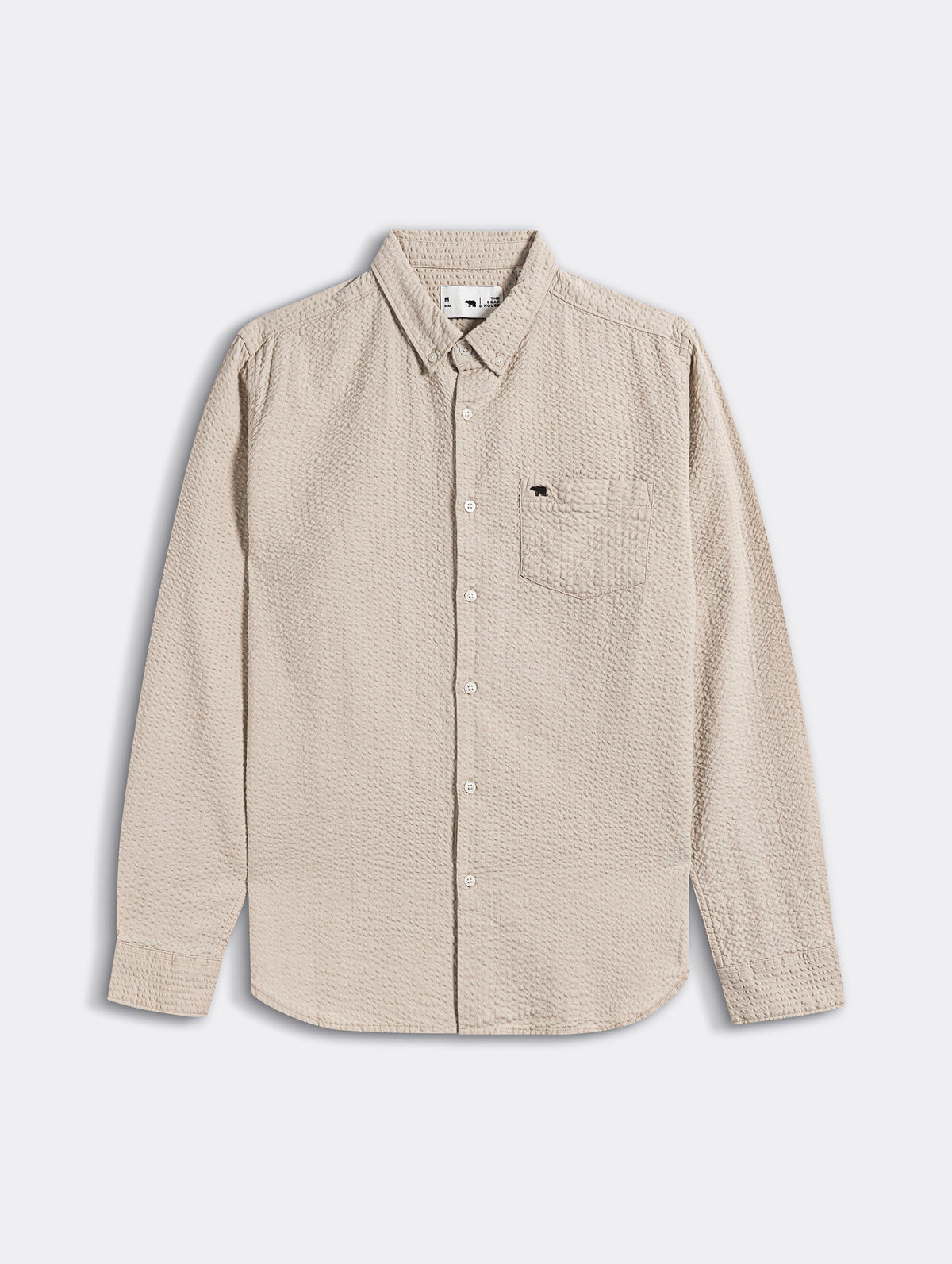 Beige Slub-Textured Woven Slim Fit Casual Shirt