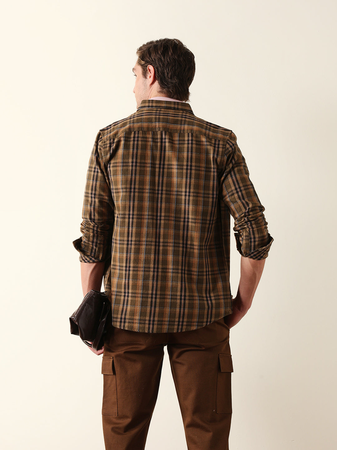 Olive Regular Fit Woven Checked Casual Shirt