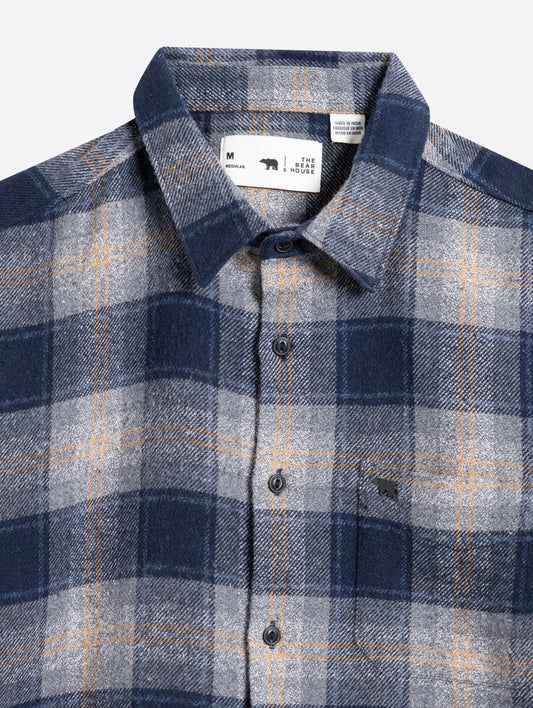 Blue Woven Check Regular Fit Flannel Casual Shirt