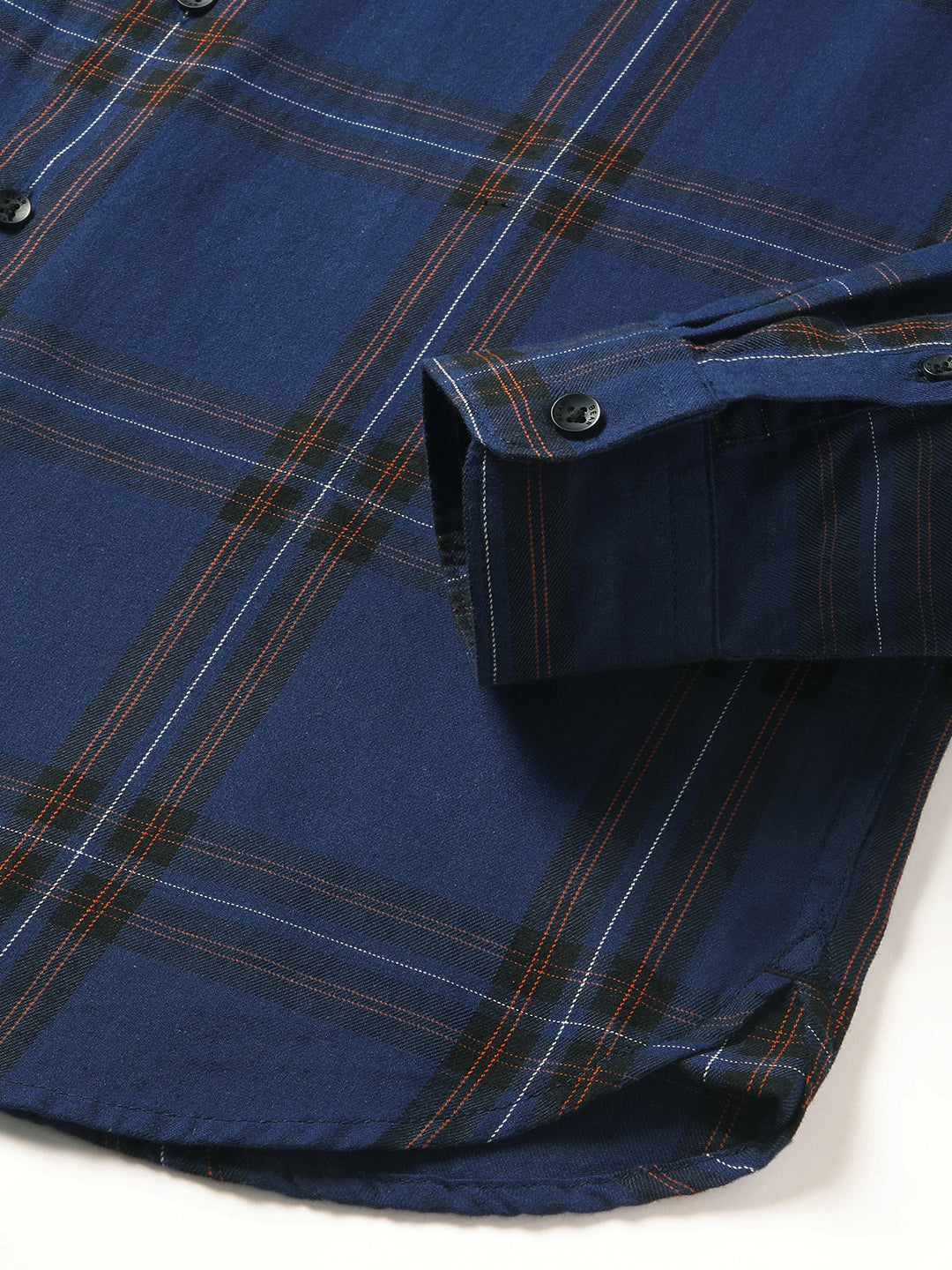 Men Blue Checked Slim Fit Cotton Casual Shirt