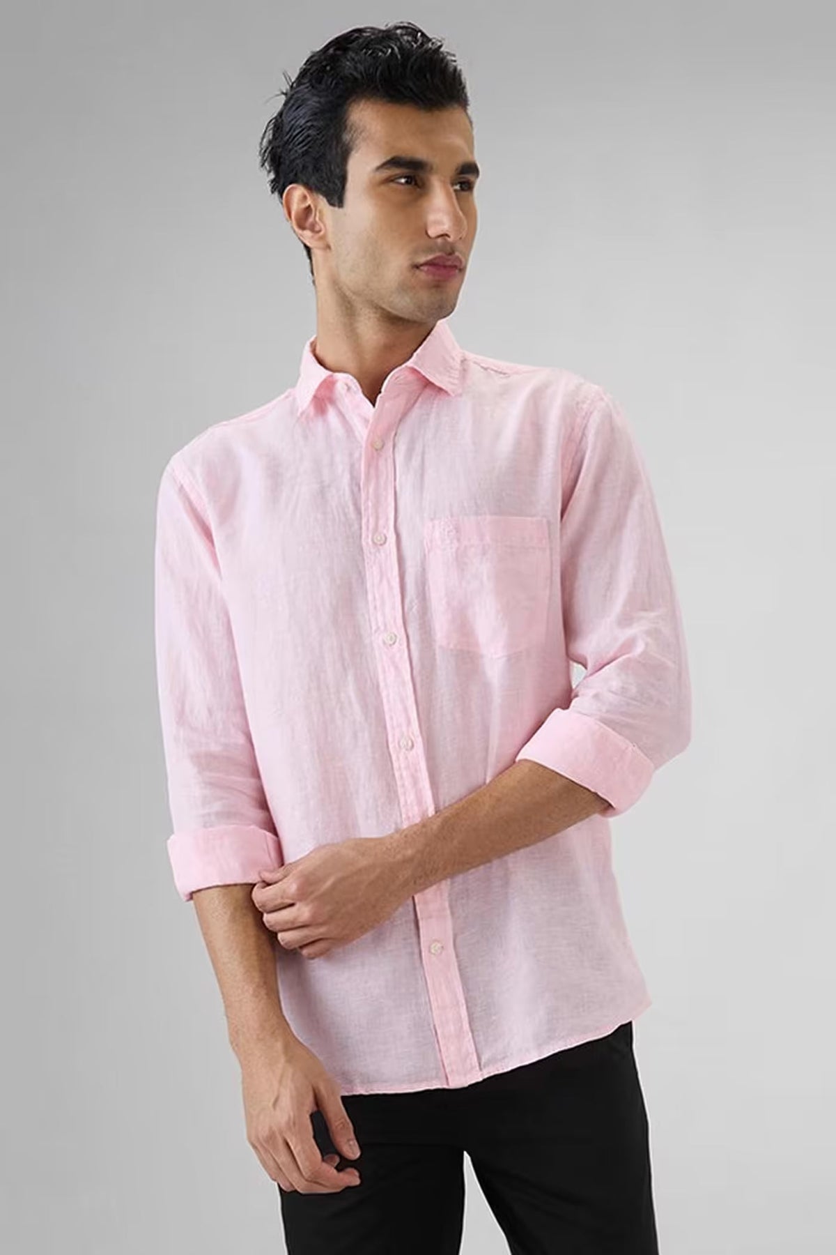 Men's Premium Light Pink Linen Blend Casual Shirt