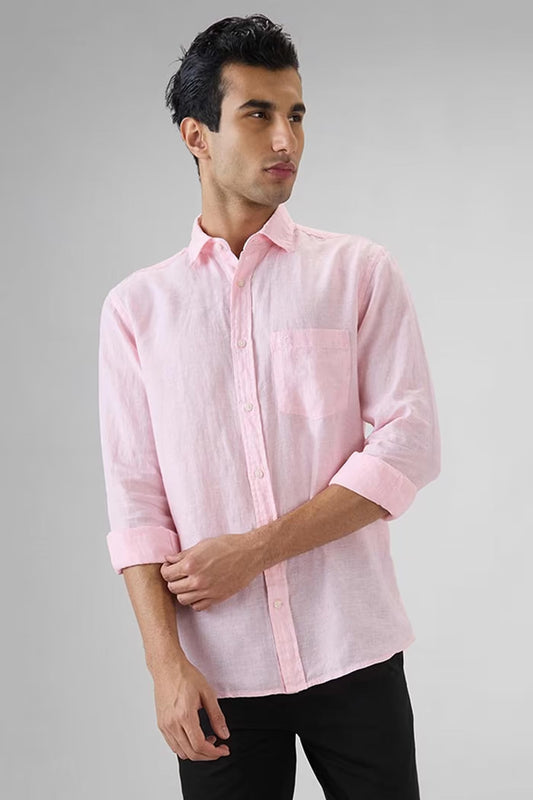 Men's Premium Light Pink Linen Blend Casual Shirt
