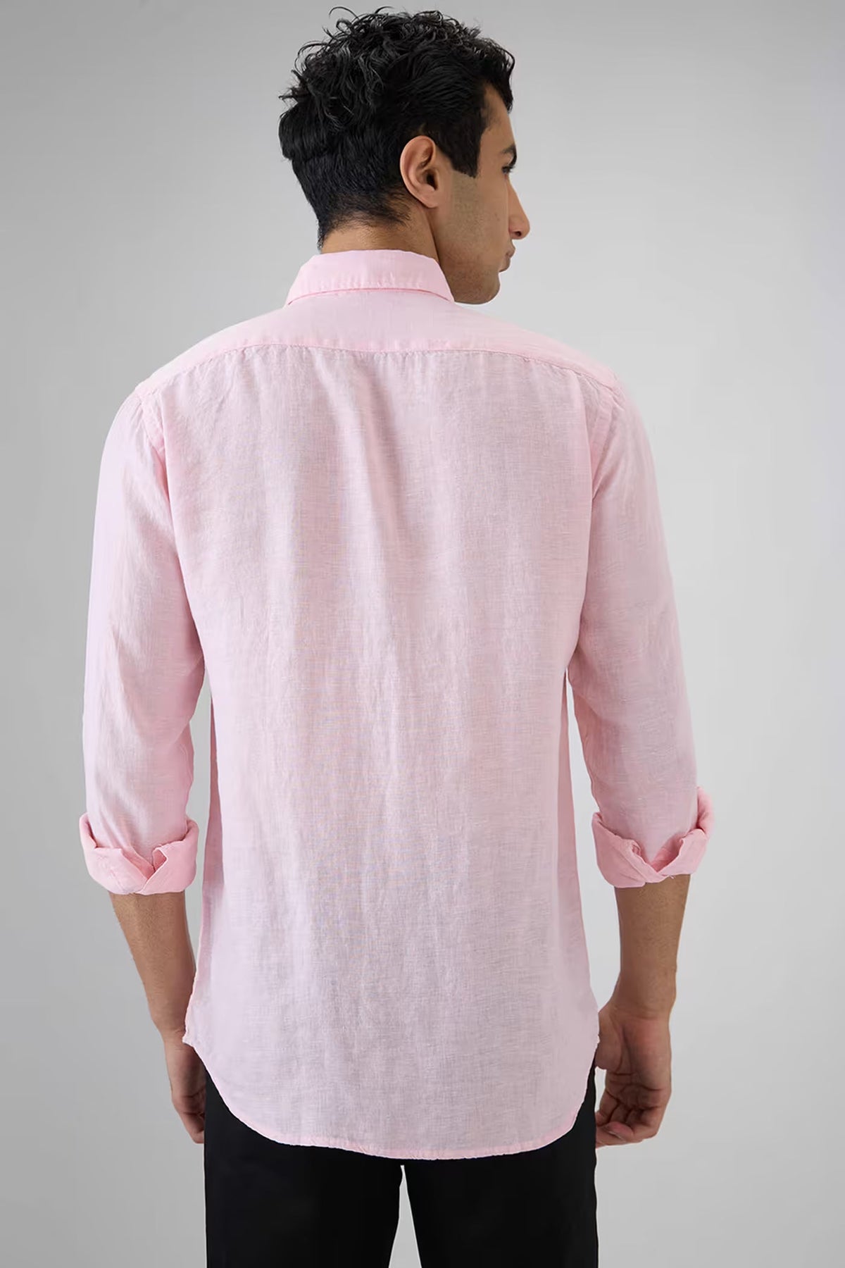 Men's Premium Light Pink Linen Blend Casual Shirt