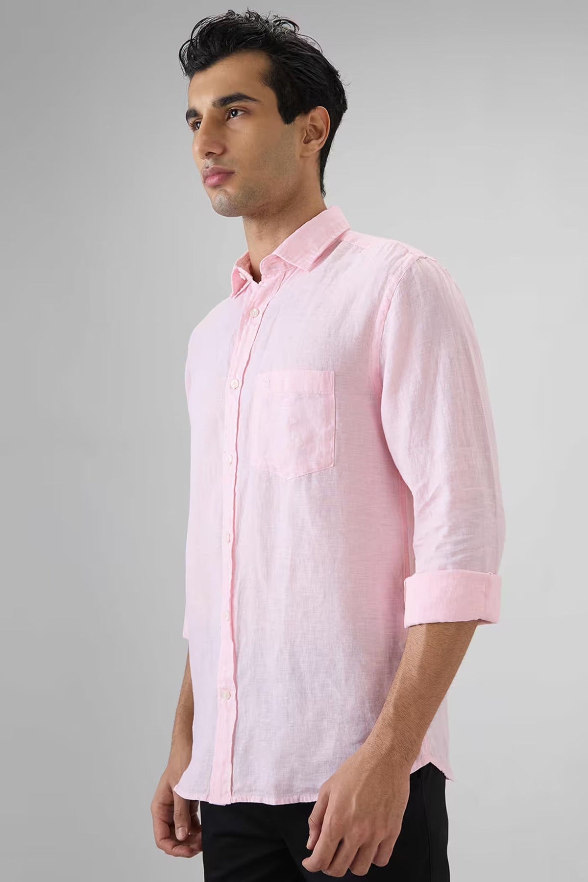 Men's Premium Light Pink Linen Blend Casual Shirt