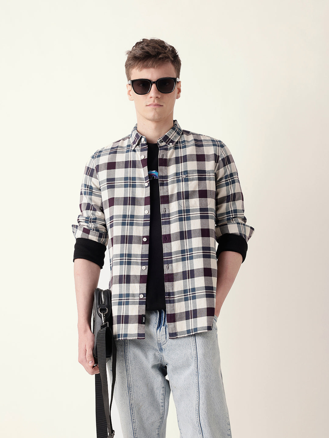 Multicolor Woven Tartan Checked Slim Fit Casual Shirt