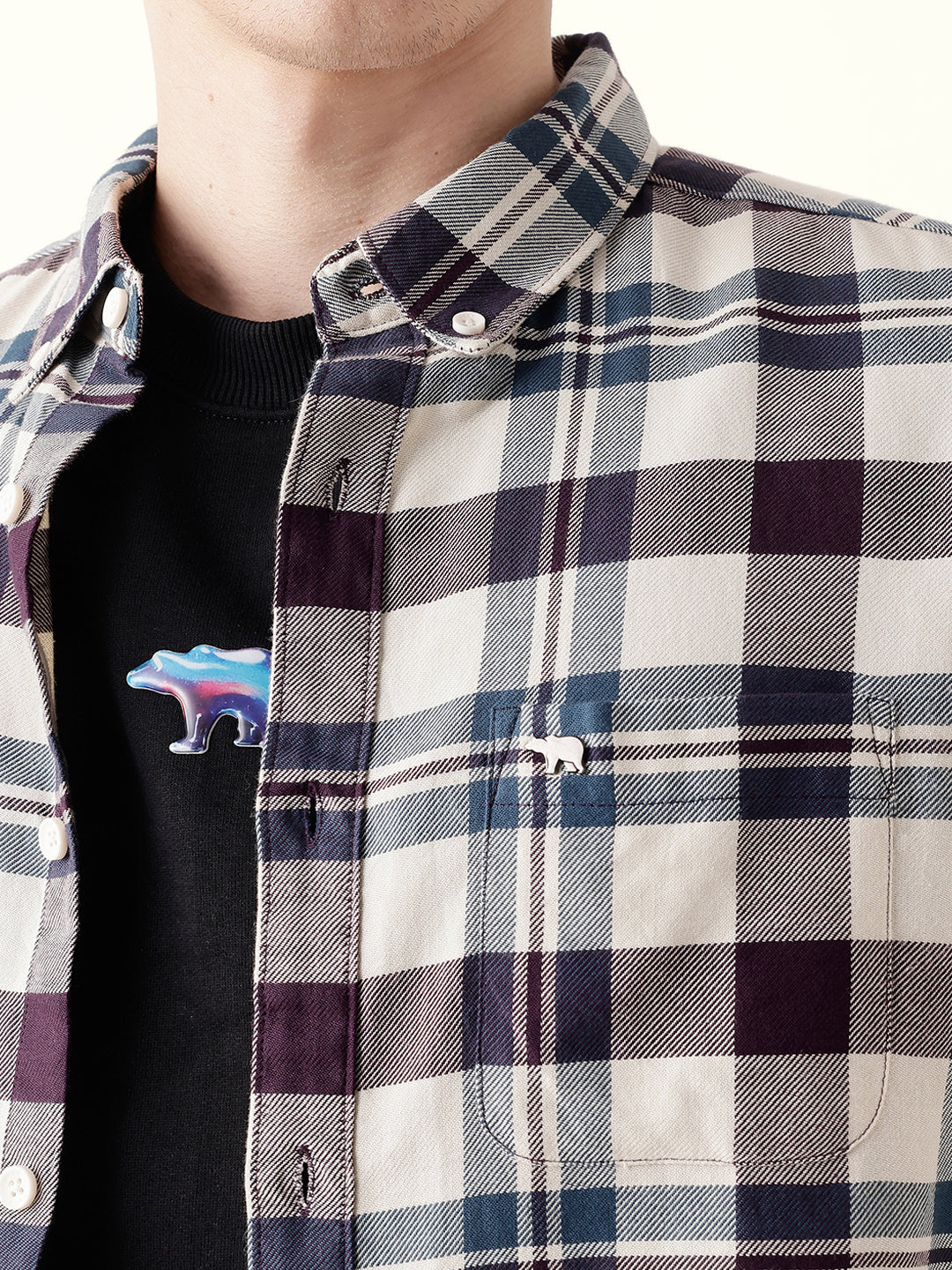 Multicolor Woven Tartan Checked Slim Fit Casual Shirt
