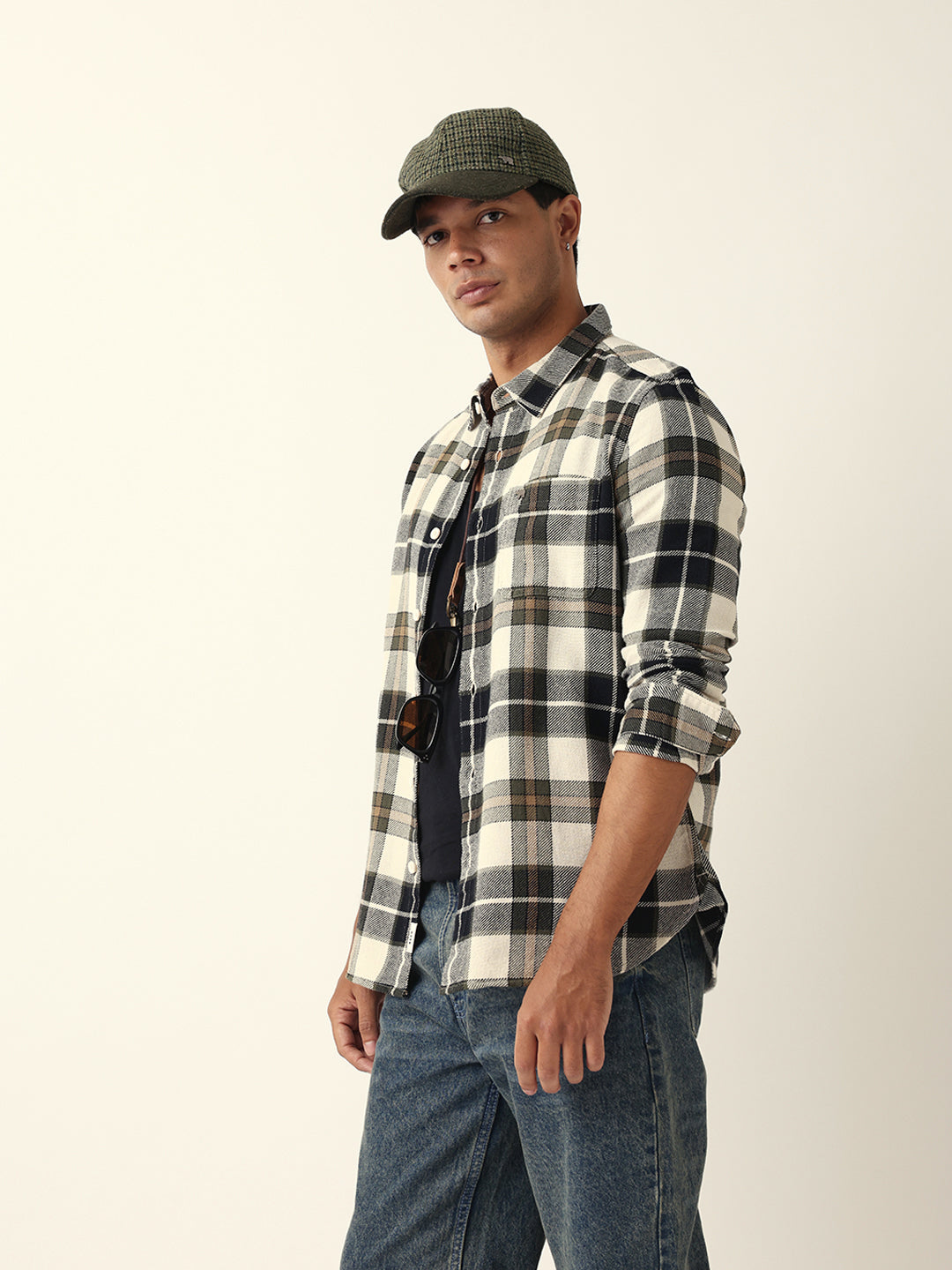 Multicolour Flannel Check Slim Fit Casual Shirt