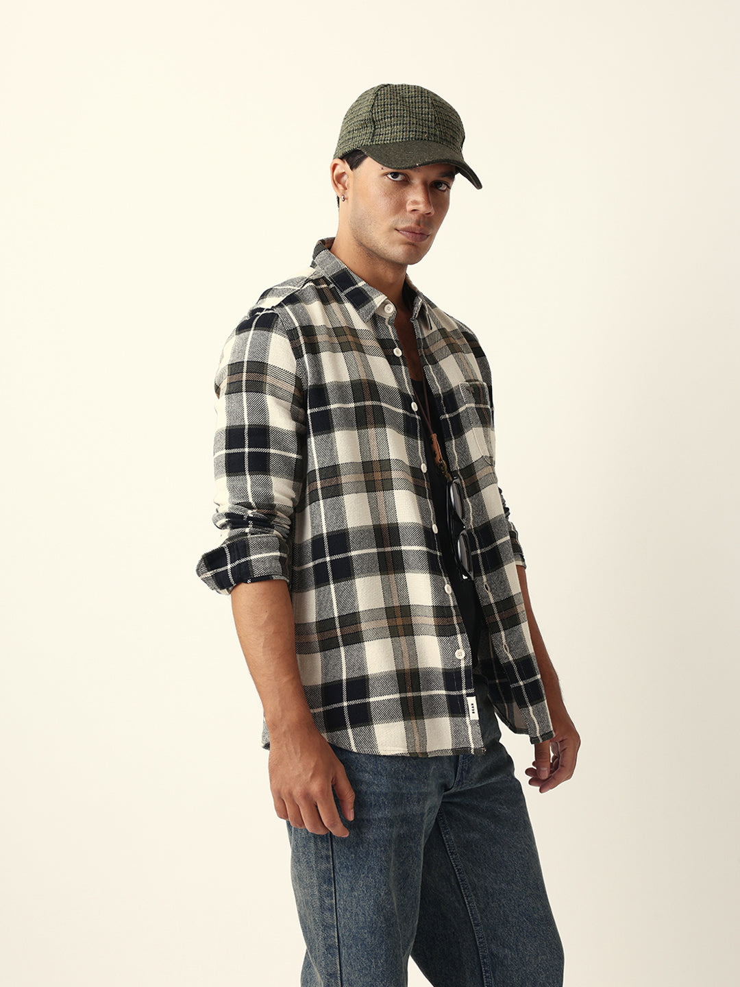 Multicolour Flannel Check Slim Fit Casual Shirt