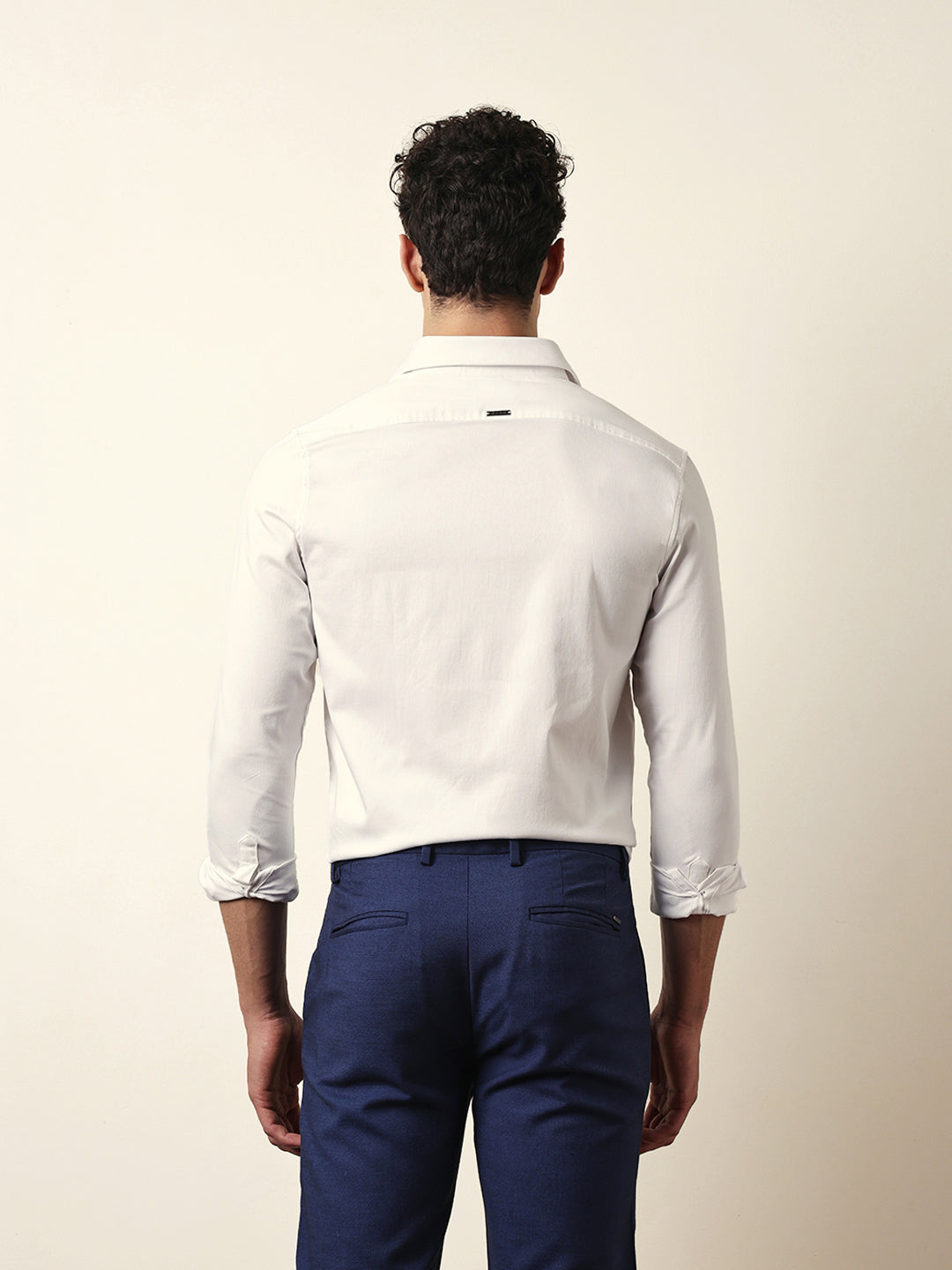 White Tailored Fit Classic Crest Embroidery Formal Party Shirt