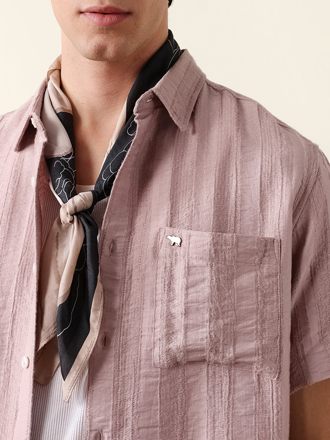 Purple Vertical Stripe Dobby Woven Regular Fit Casual Shirt