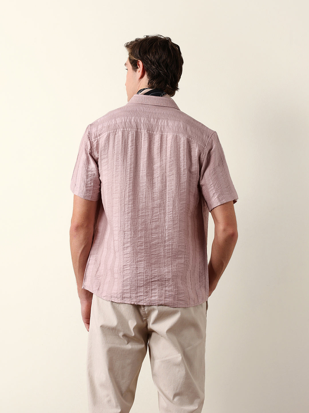 Purple Vertical Stripe Dobby Woven Regular Fit Casual Shirt