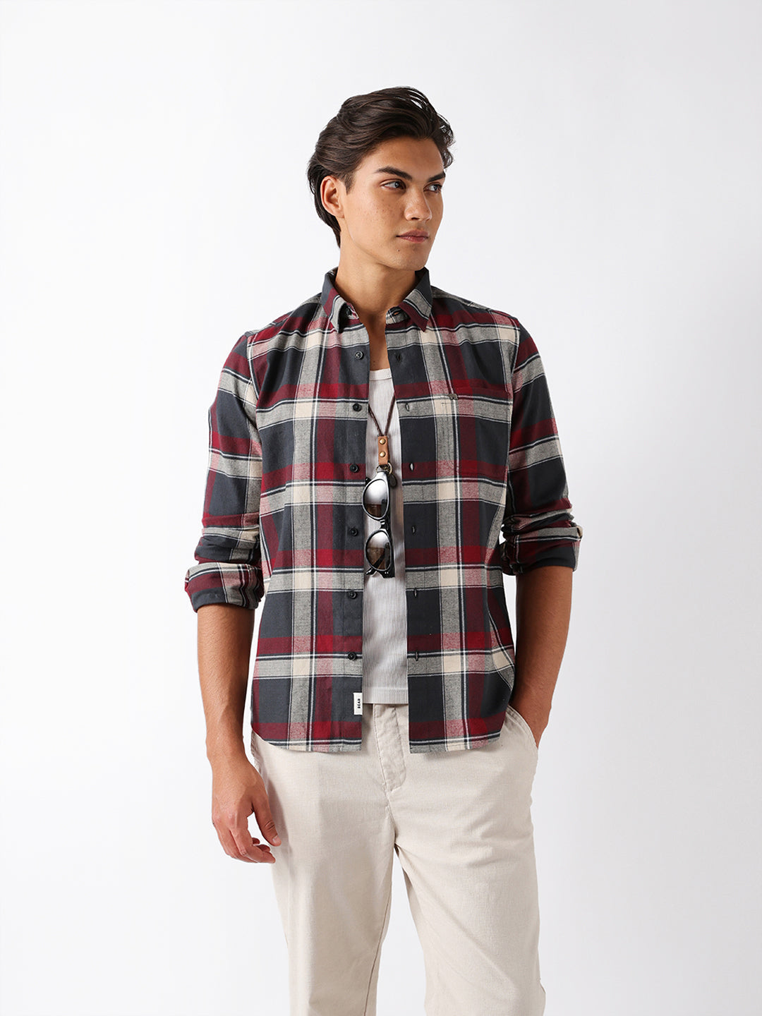Multicolor Woven Checked Slim Fit Casual Shirt