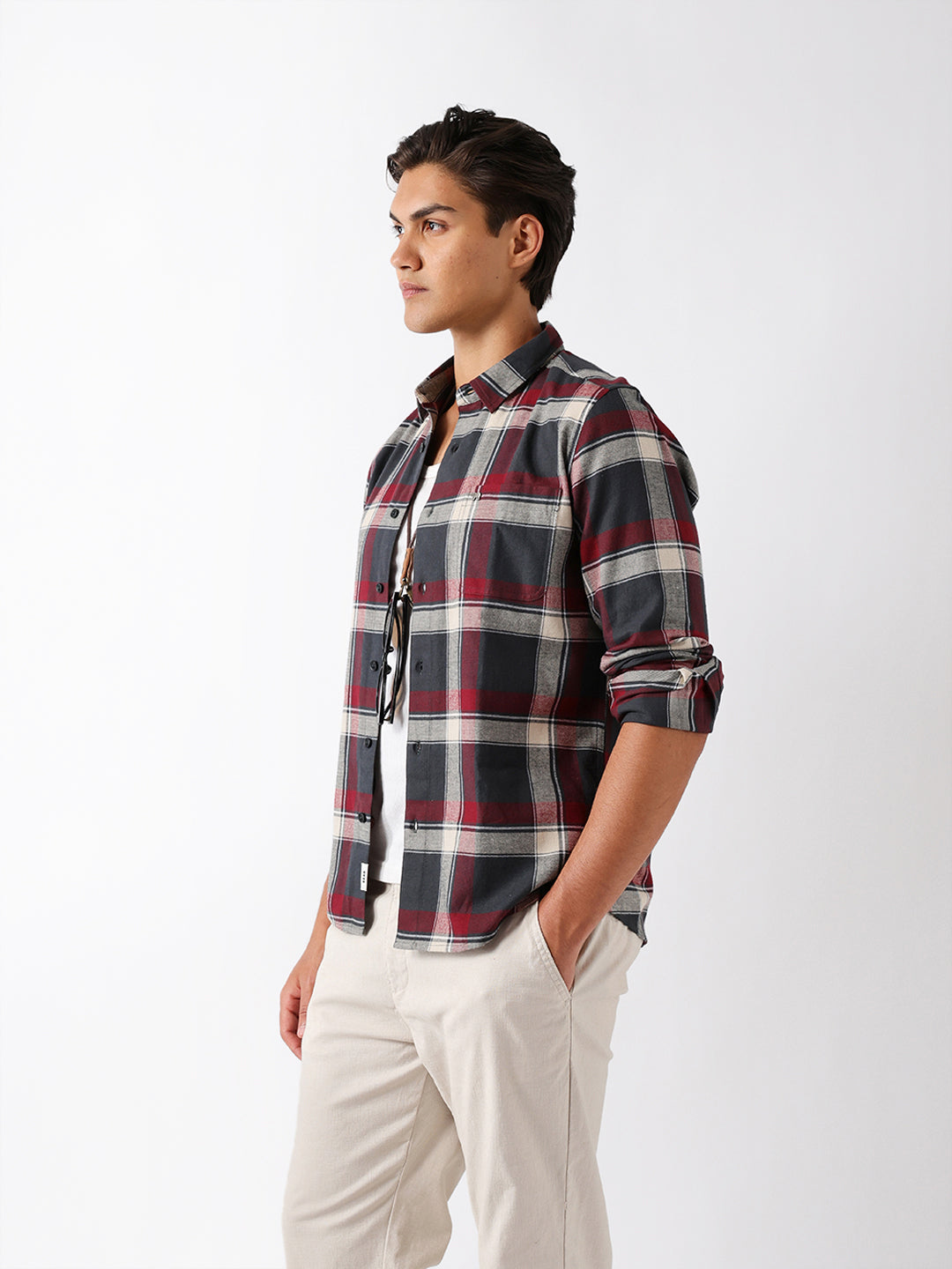 Multicolor Woven Checked Slim Fit Casual Shirt