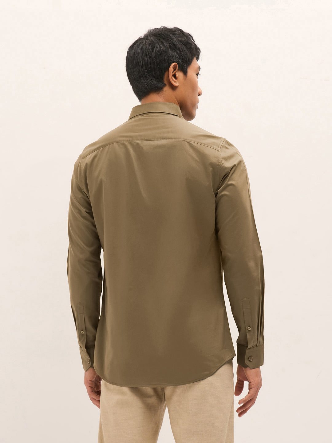 Brown Solid Tailored Fit Formal Shirt