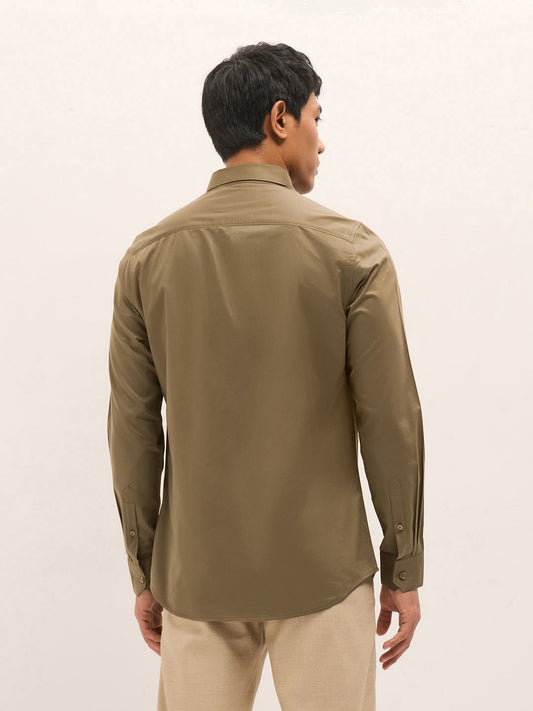 Brown Solid Tailored Fit Formal Shirt