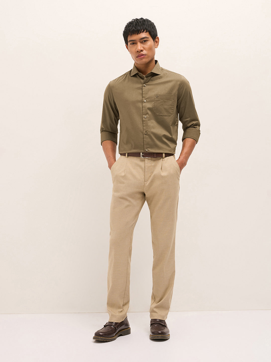 Brown Solid Tailored Fit Formal Shirt