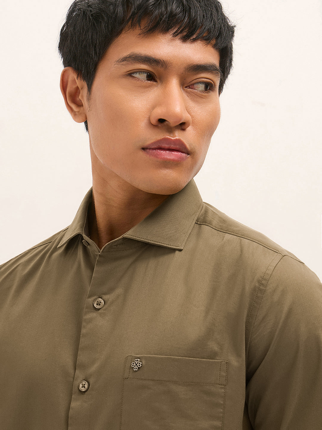 Brown Solid Tailored Fit Formal Shirt
