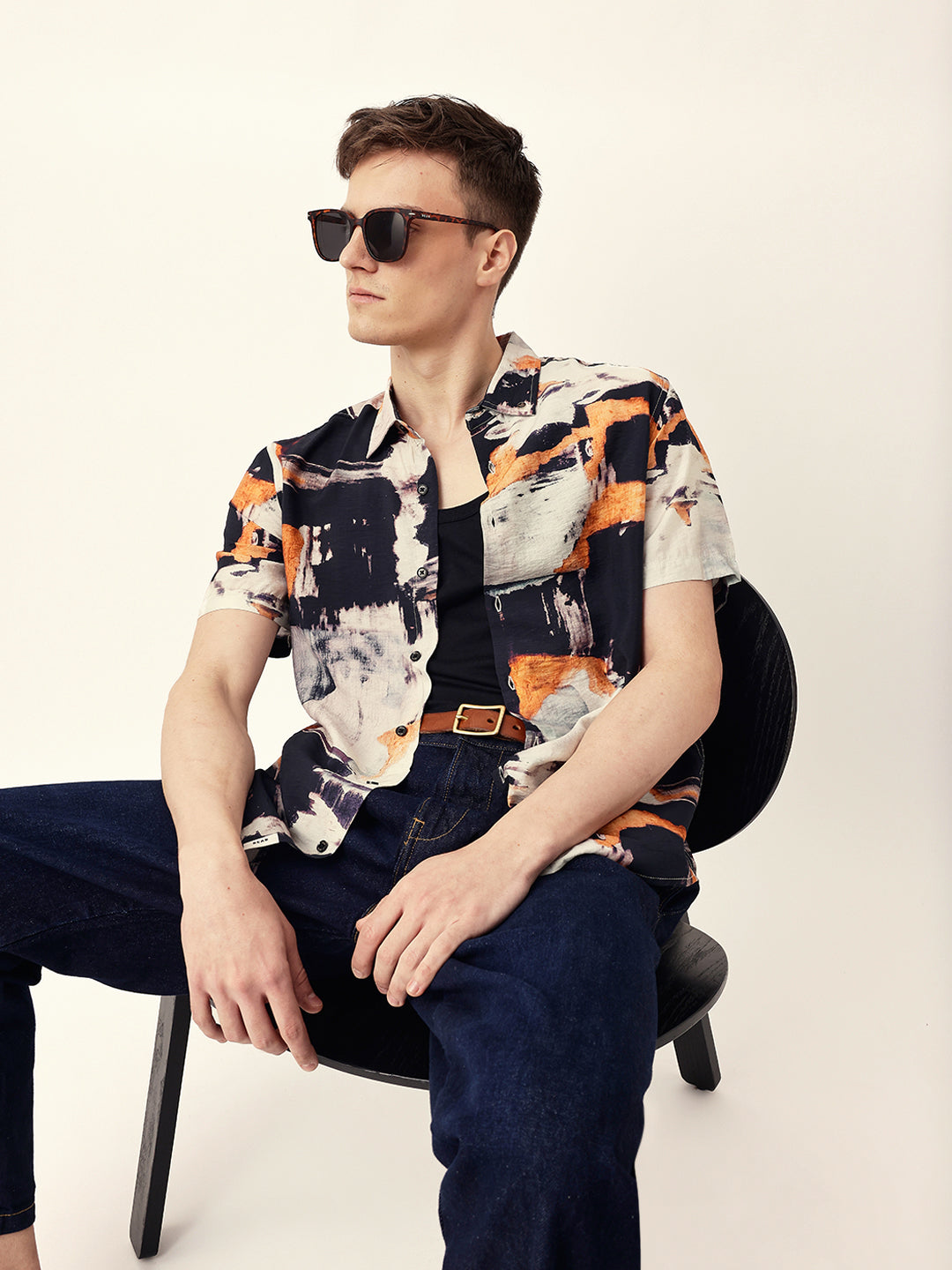 Multicolor Artistic Brushstroke Printed Regular Fit Casual Shirt