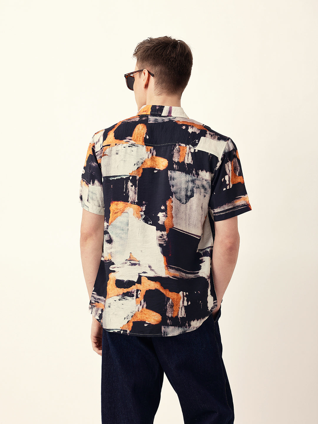 Multicolor Artistic Brushstroke Printed Regular Fit Casual Shirt
