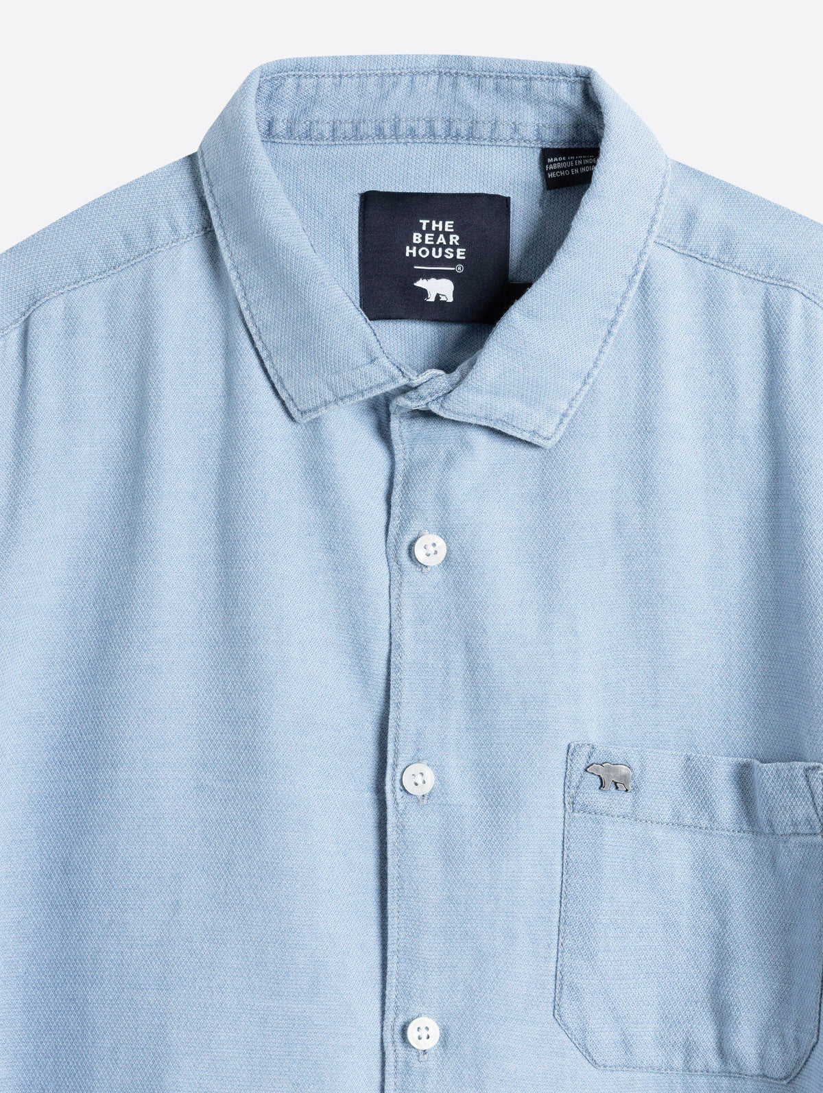 Light Blue Solid Slim Fit Woven Denim Casual Shirt