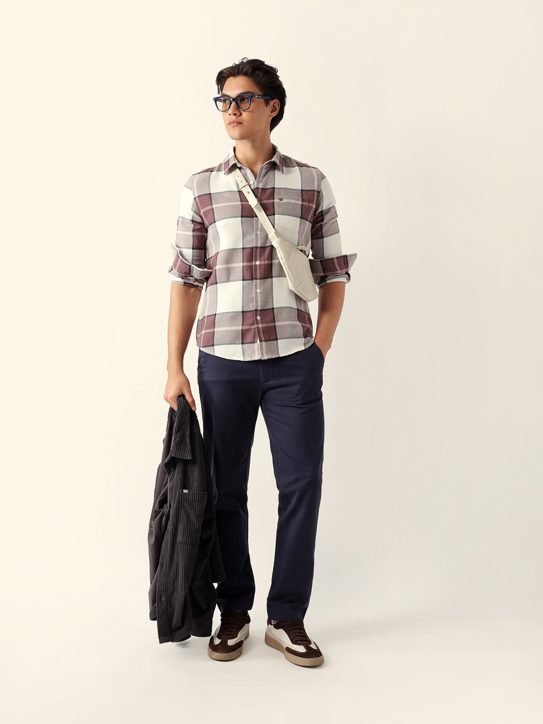 Multicolor Slim Fit Casual Shirt with Woven Check Pattern
