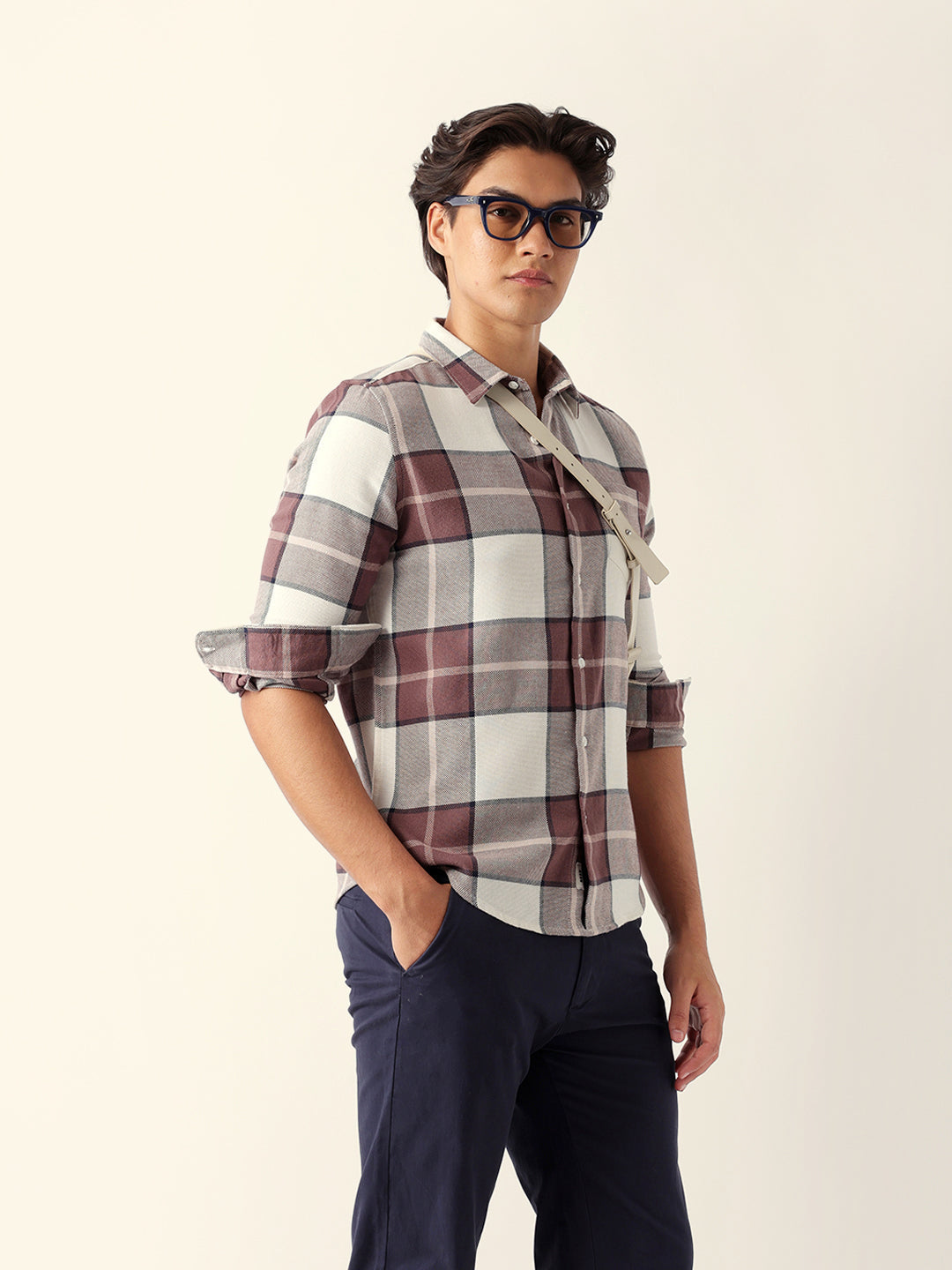 Multicolor Slim Fit Casual Shirt with Woven Check Pattern