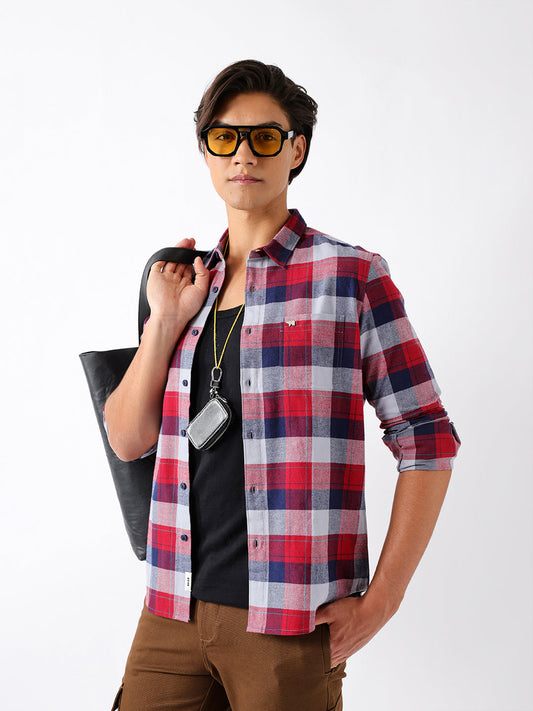 Multicolor Flannel Check Slim Fit Casual Shirt