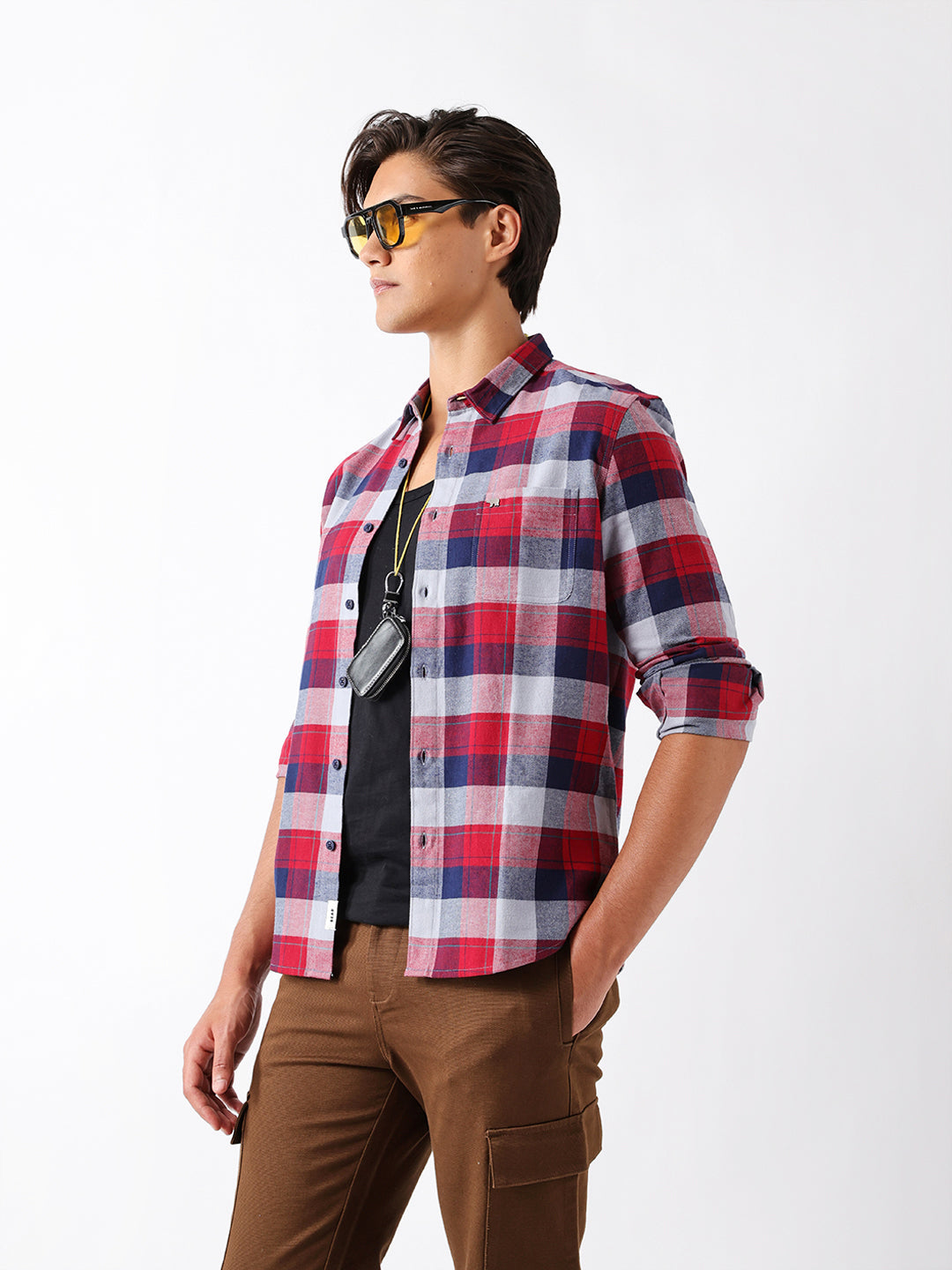 Multicolor Flannel Check Slim Fit Casual Shirt