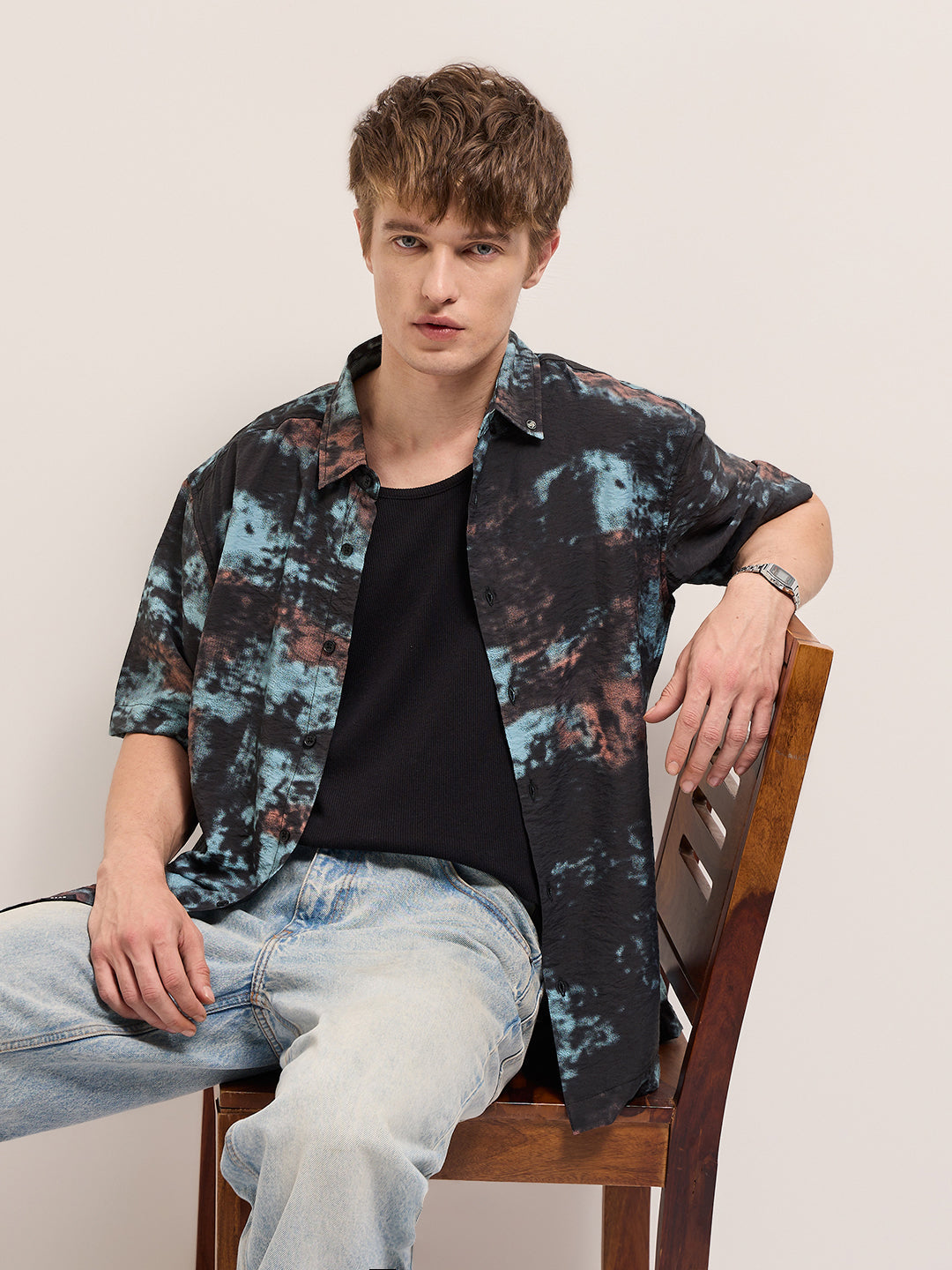 Multi-Color Abstract Digital Print Relax Fit Casual Shirt