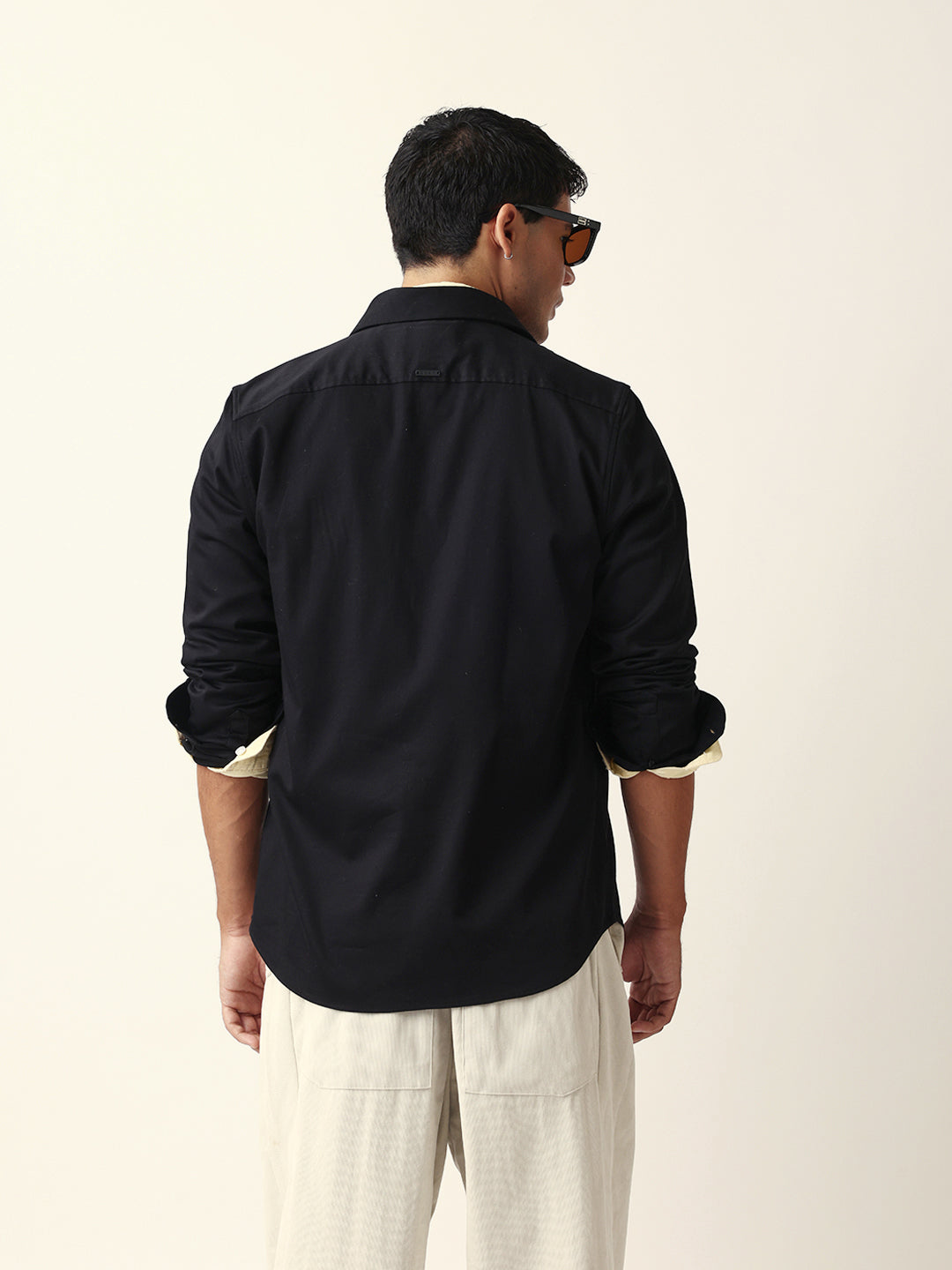Black Tailored Fit Crest Emblem Embroidered Formal Party Wear Shirt