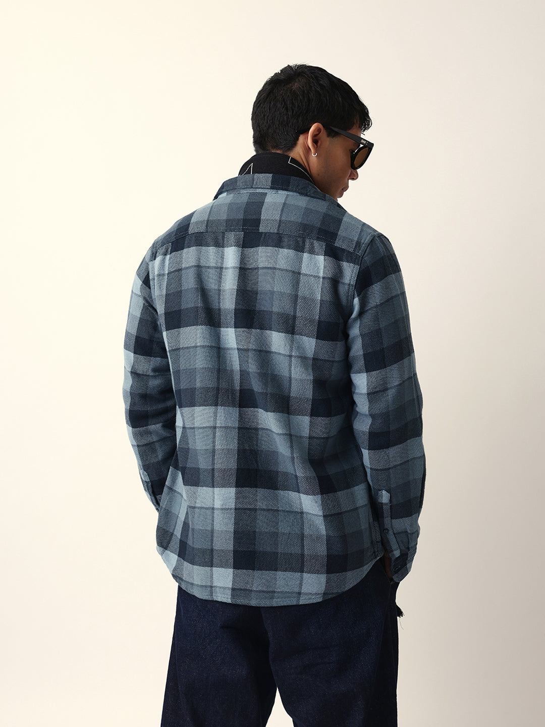 Blue Flannel Checked Regular Fit Casual Shirt
