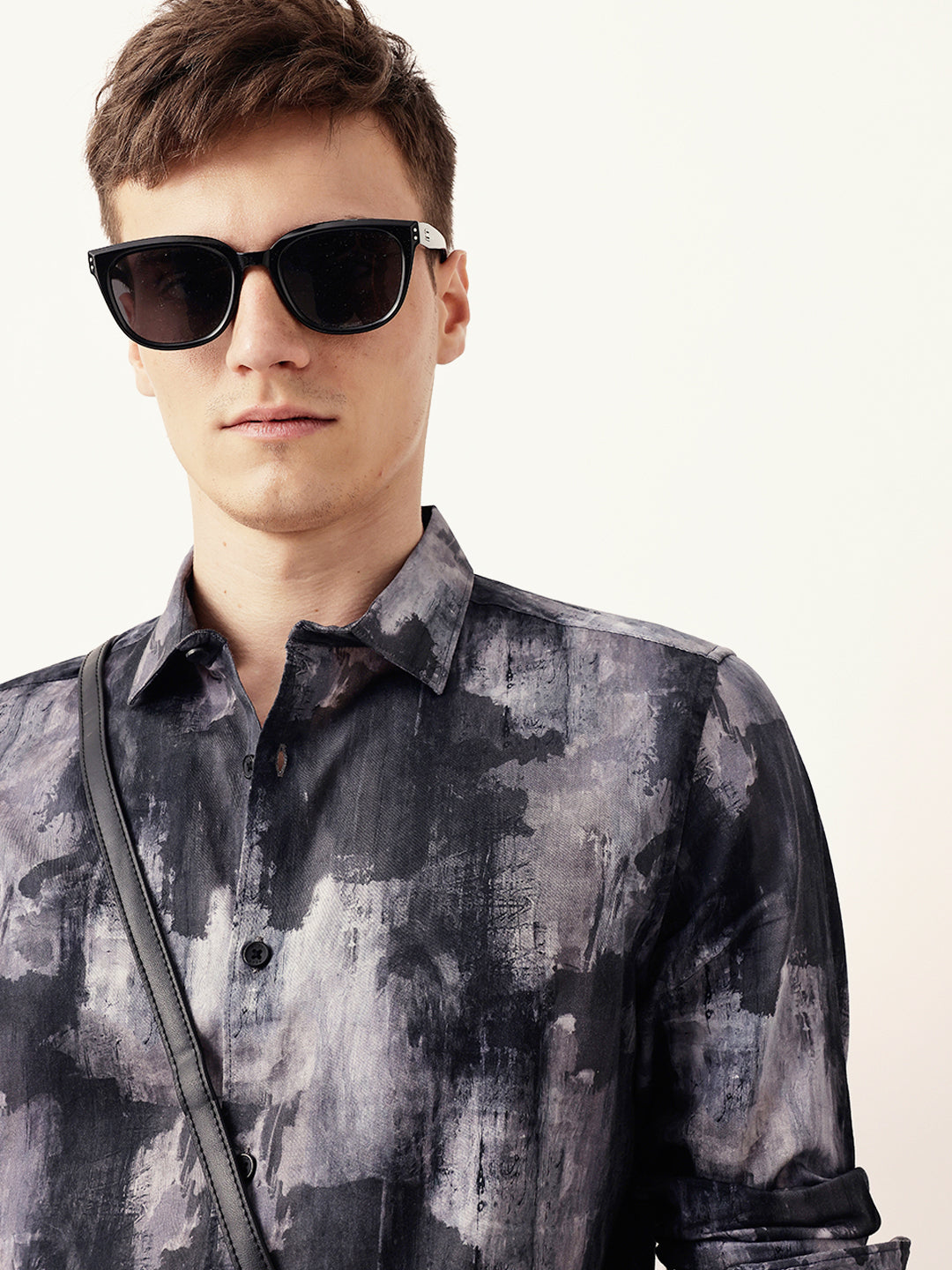 Multicolor Abstract Brushstroke Printed Slim Fit Casual Shirt