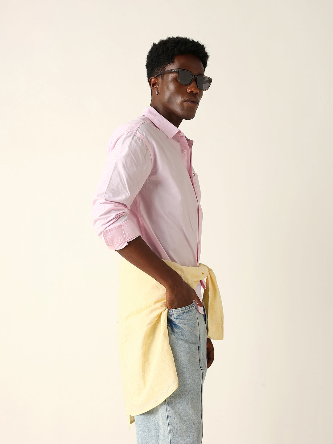 Pink Solid Cotton Relaxed Fit Casual Shirt
