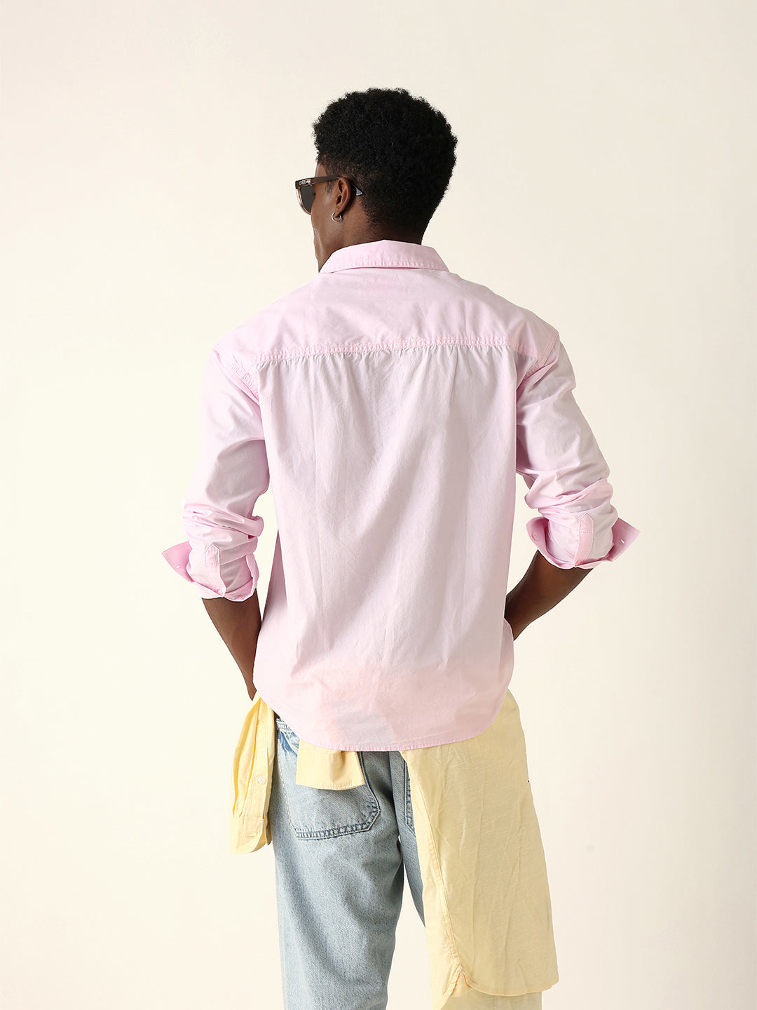 Pink Solid Cotton Relaxed Fit Casual Shirt