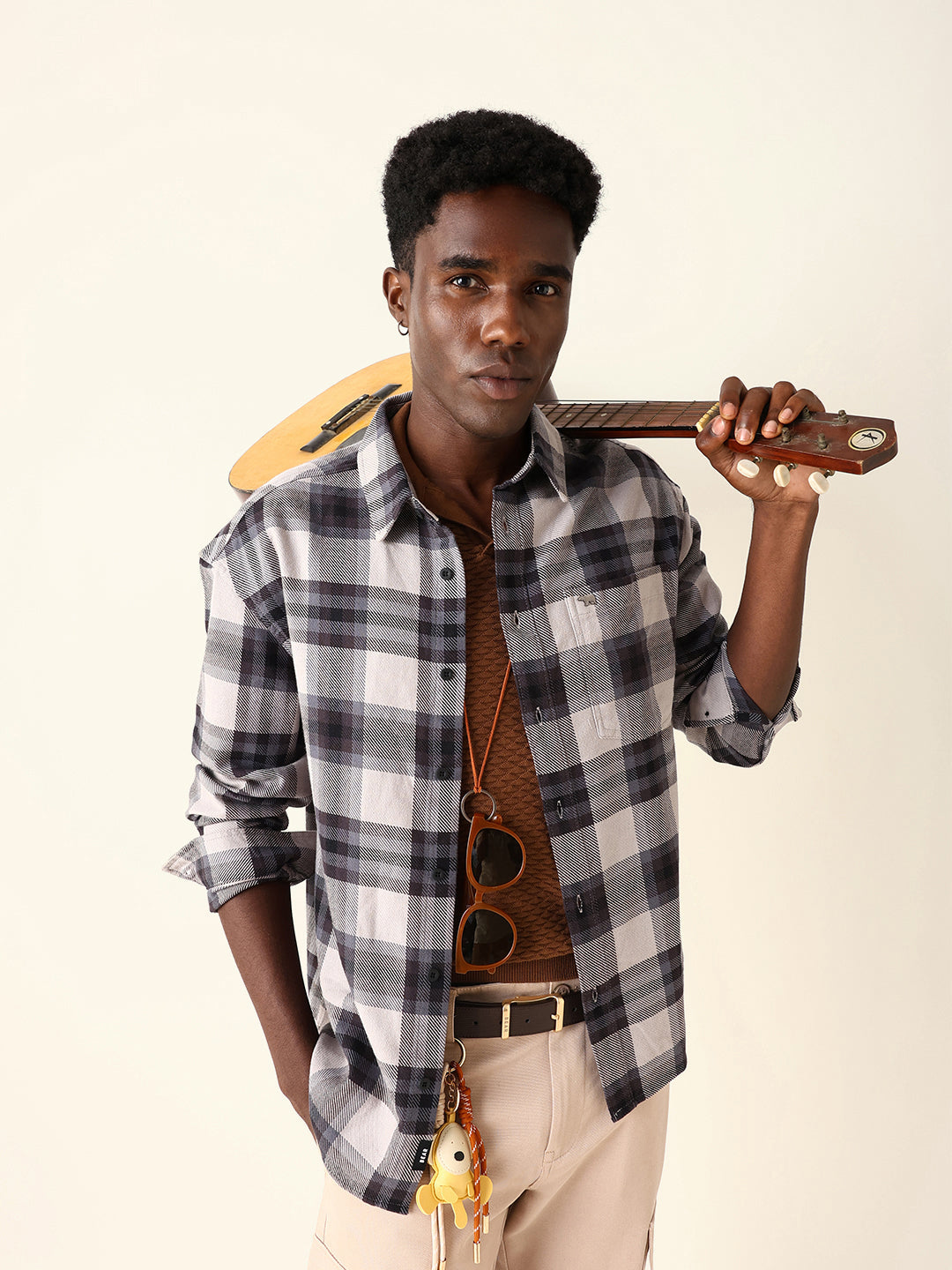 Multicolor Woven Check Regular Fit Casual Shirt