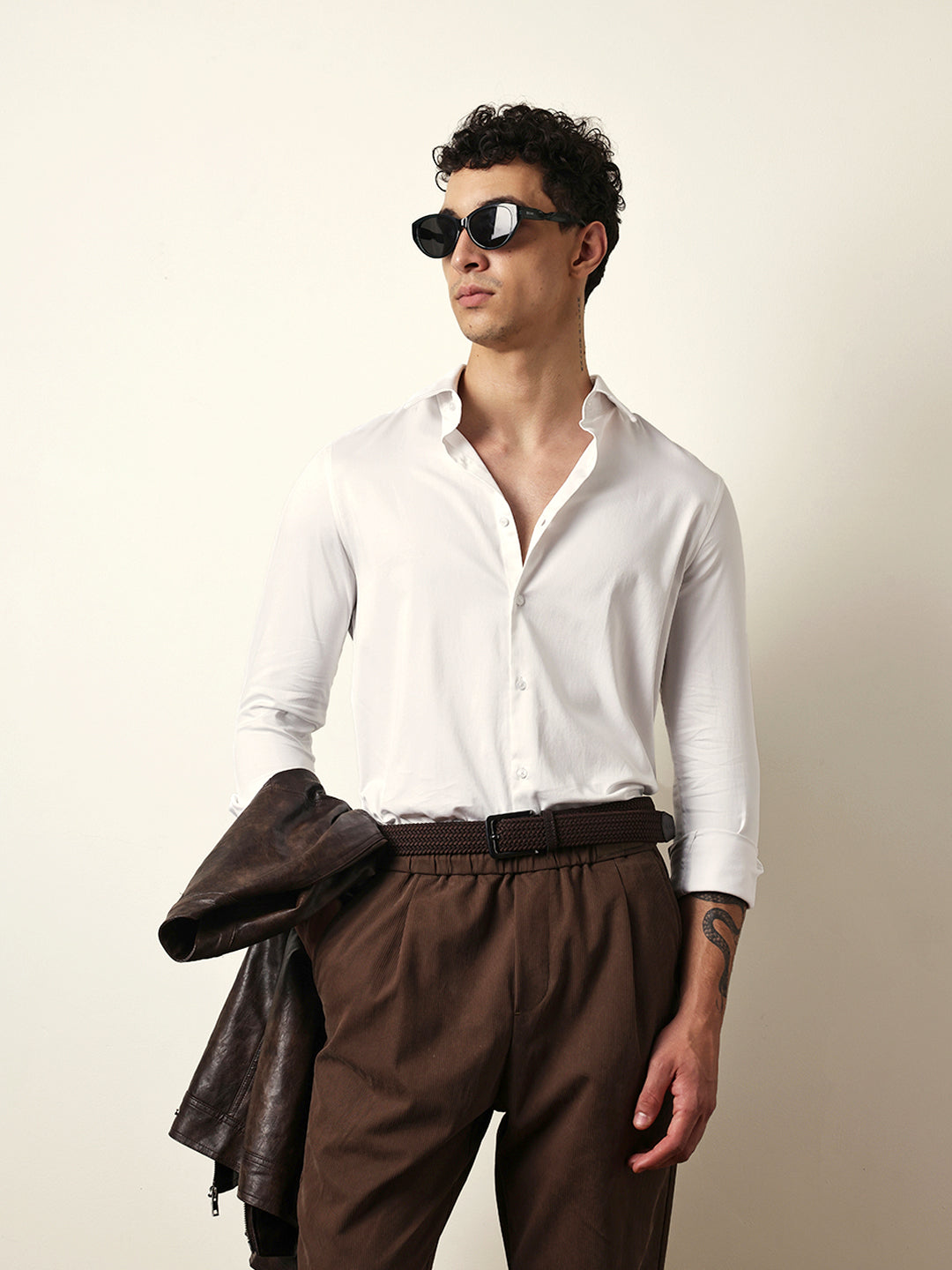 White Solid Tailored Fit Formal Shirt