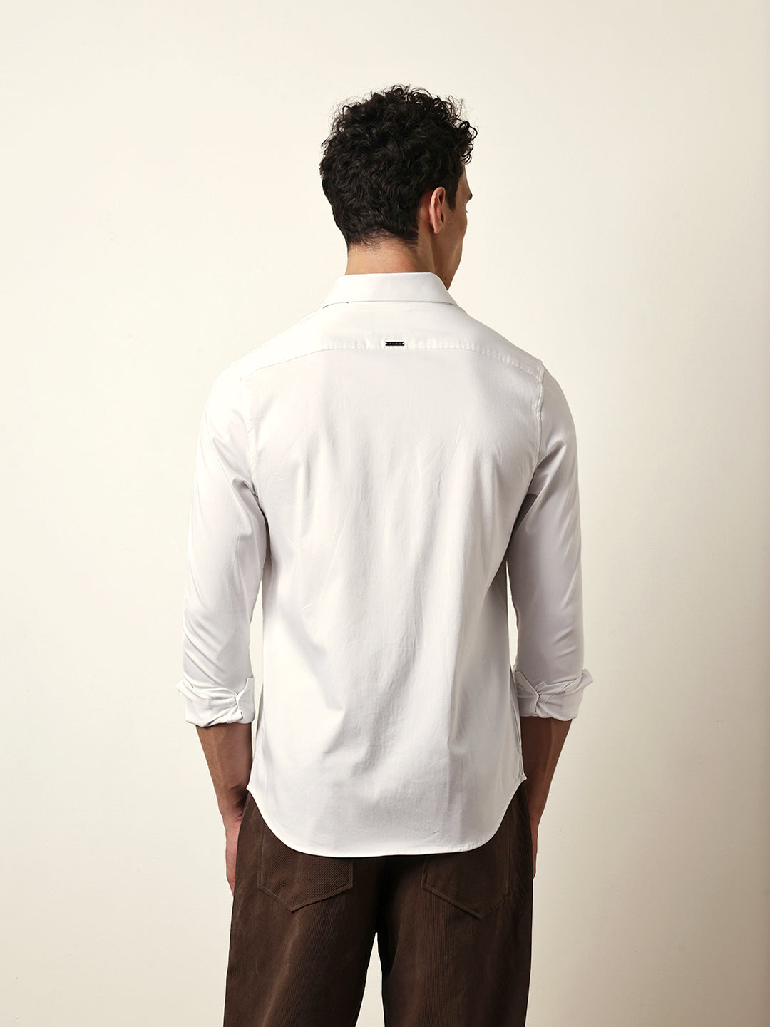 White Solid Tailored Fit Formal Shirt