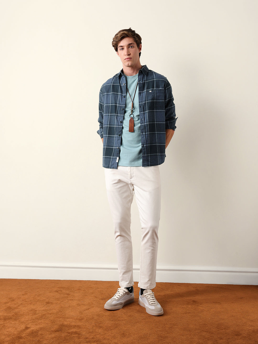 Teal Green Regular Fit Checked Flannel Casual Shirt