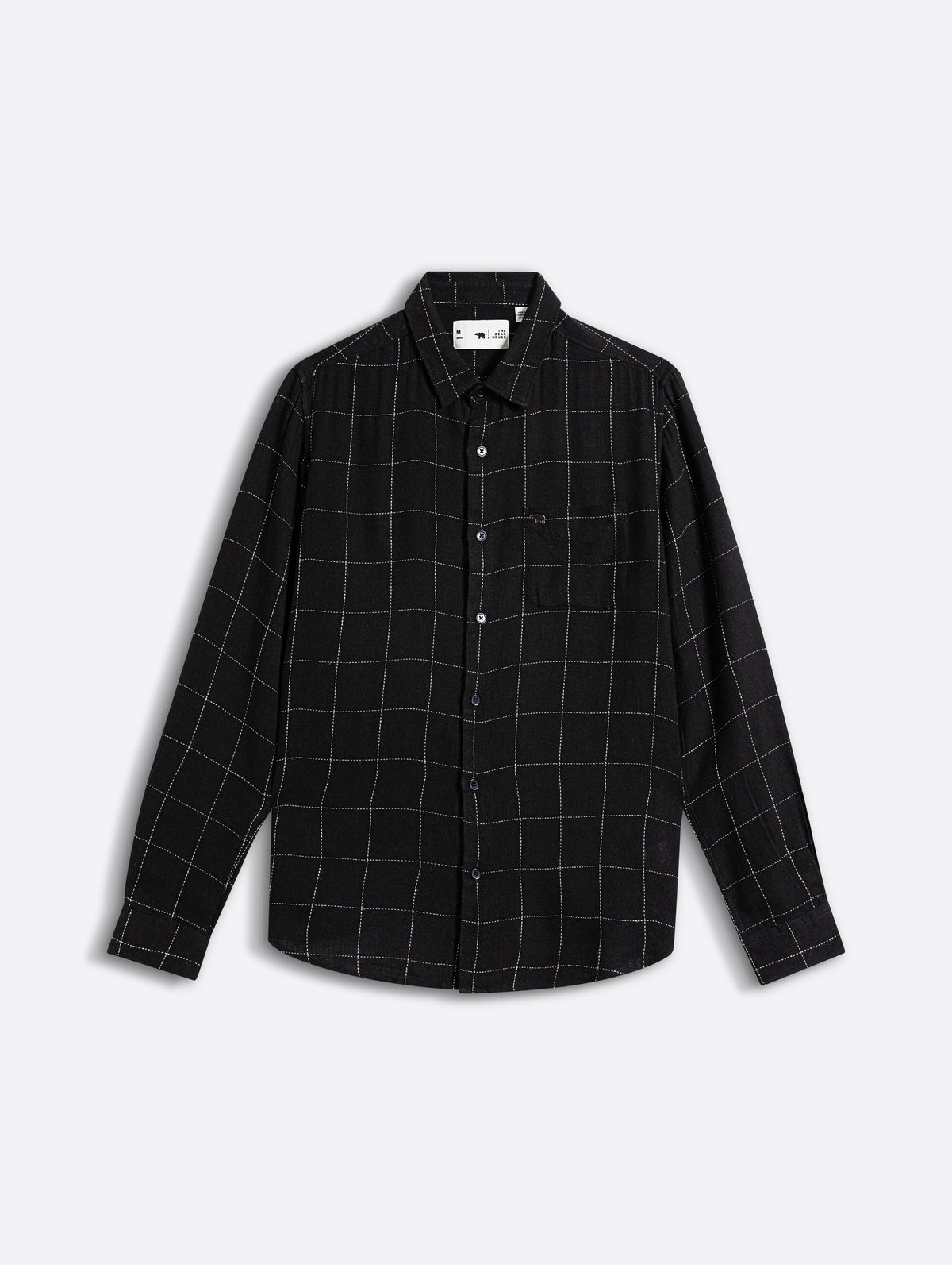Black Slim Fit Casual Shirt with Woven Block Checks