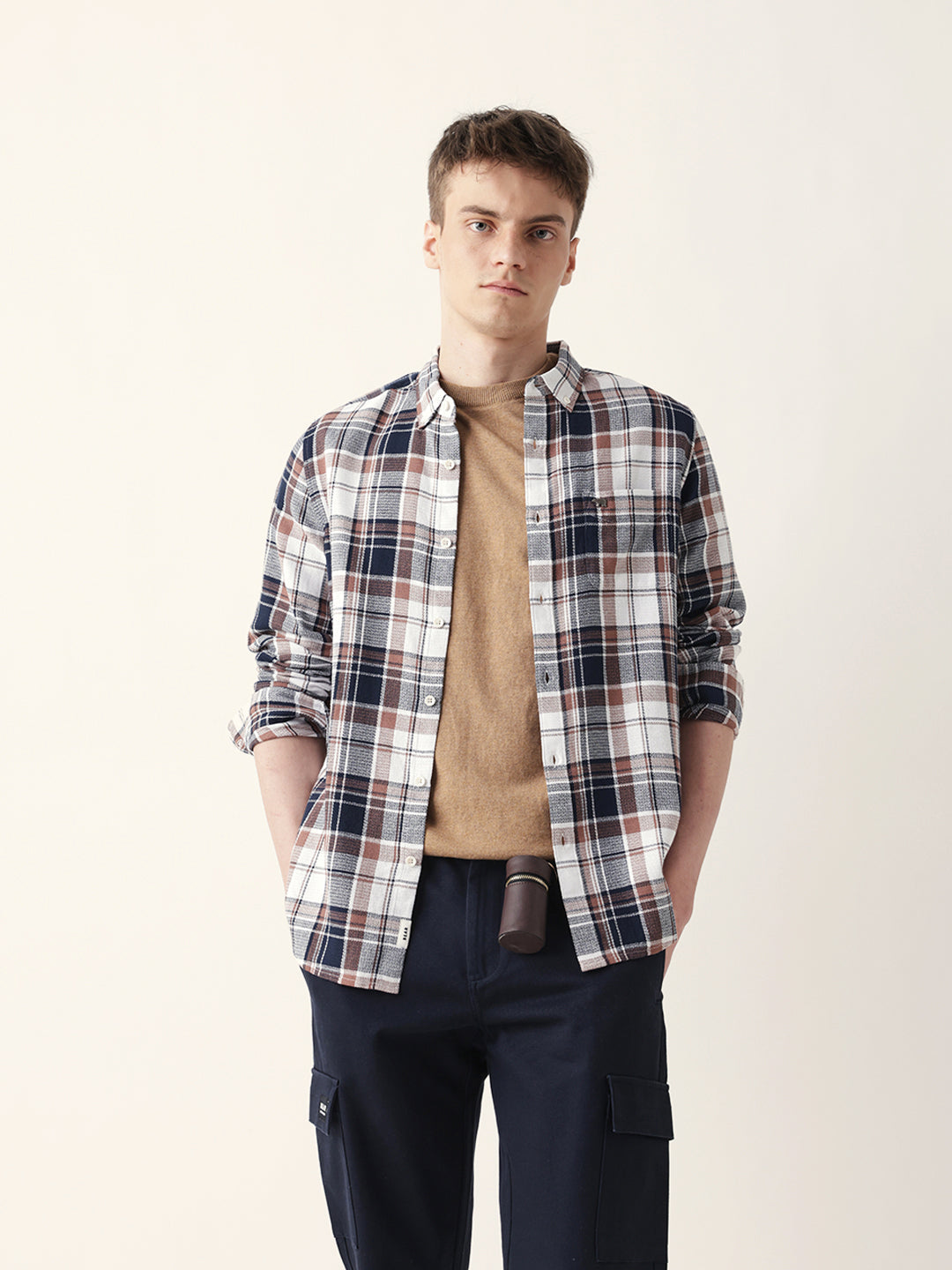 Multicolor Woven Checked Slim Fit Casual Shirt